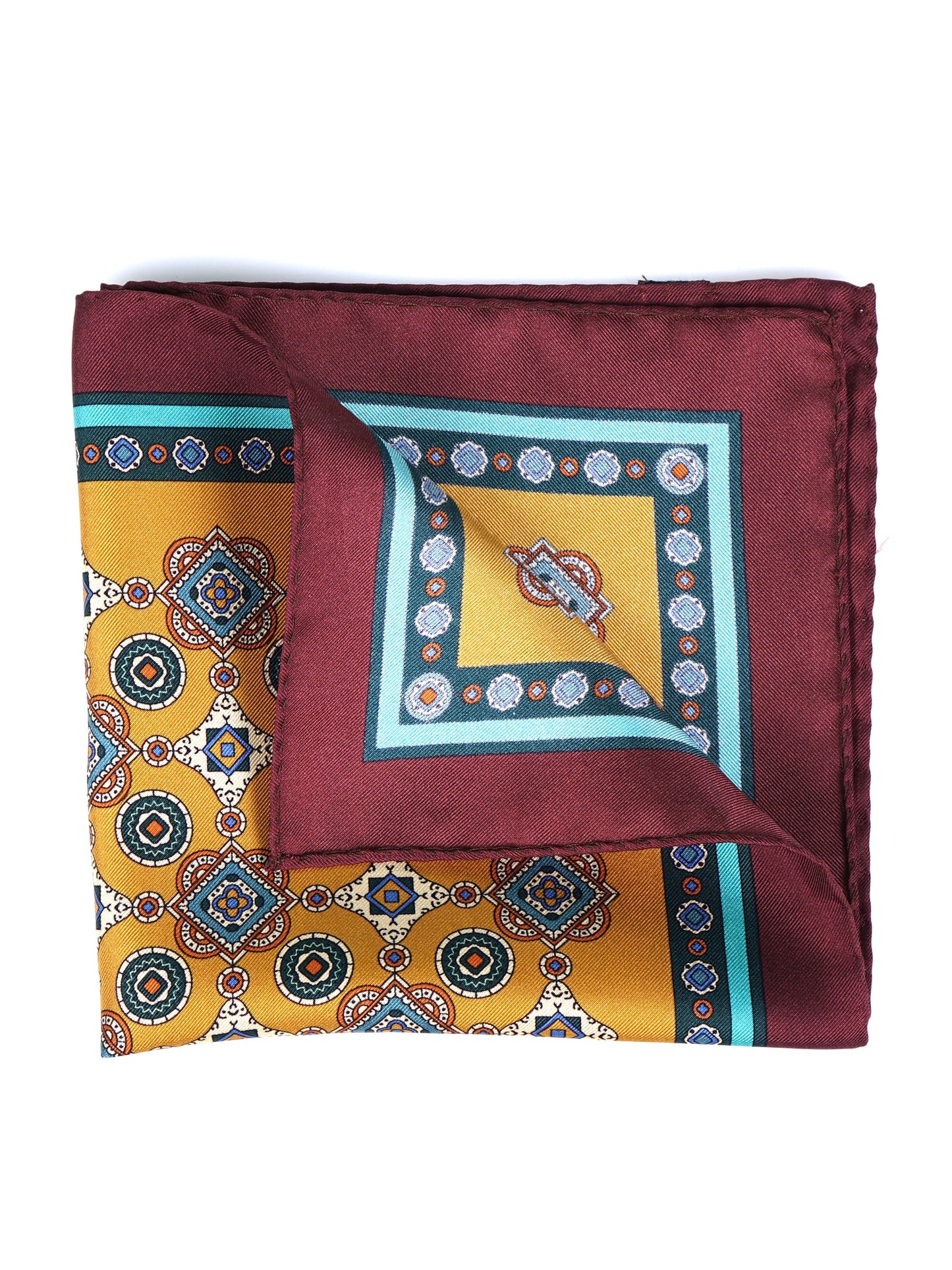Gold Pocket Square in Pure Printed Silk MAFFEI