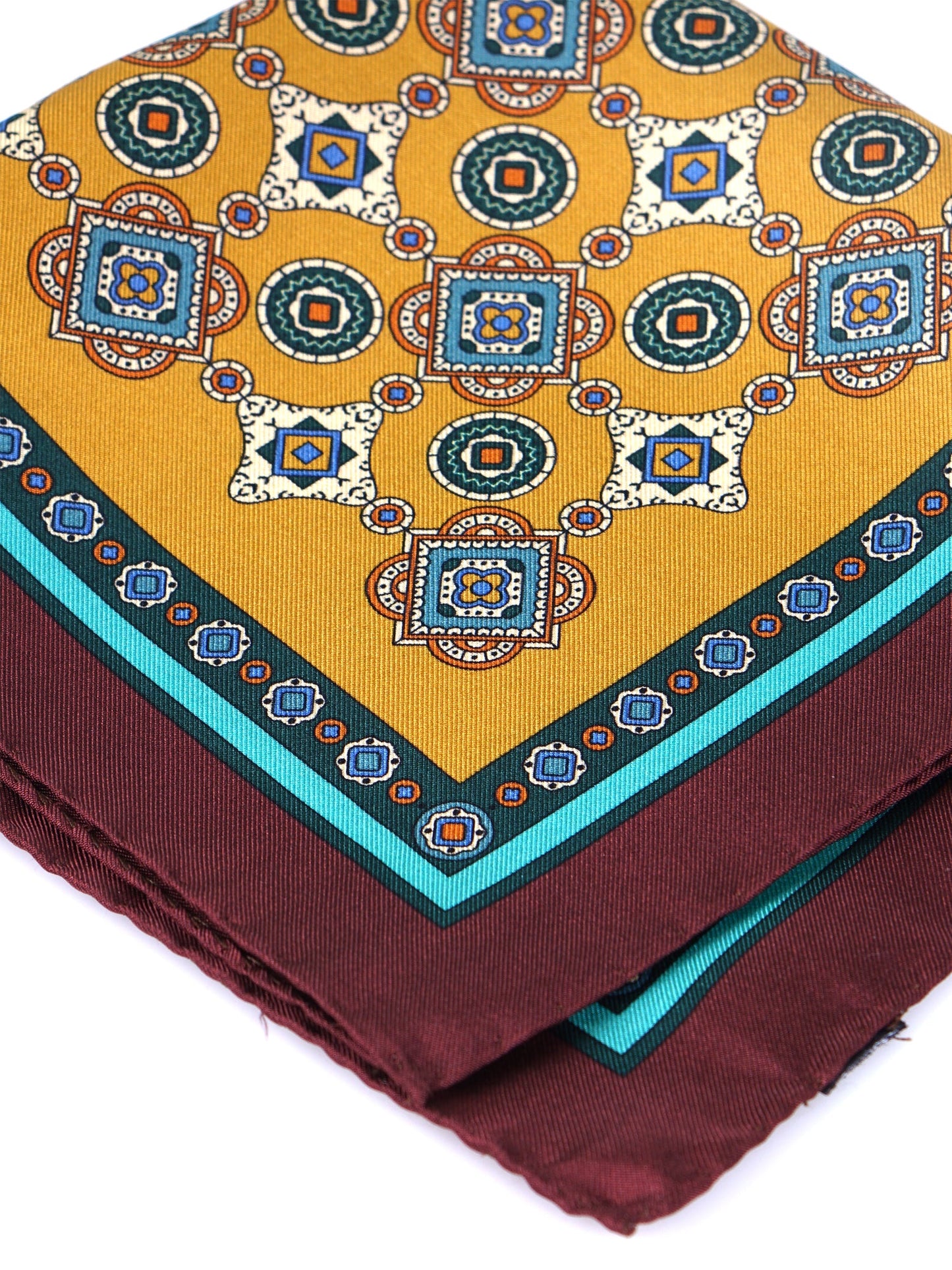 Gold Pocket Square in Pure Printed Silk MAFFEI