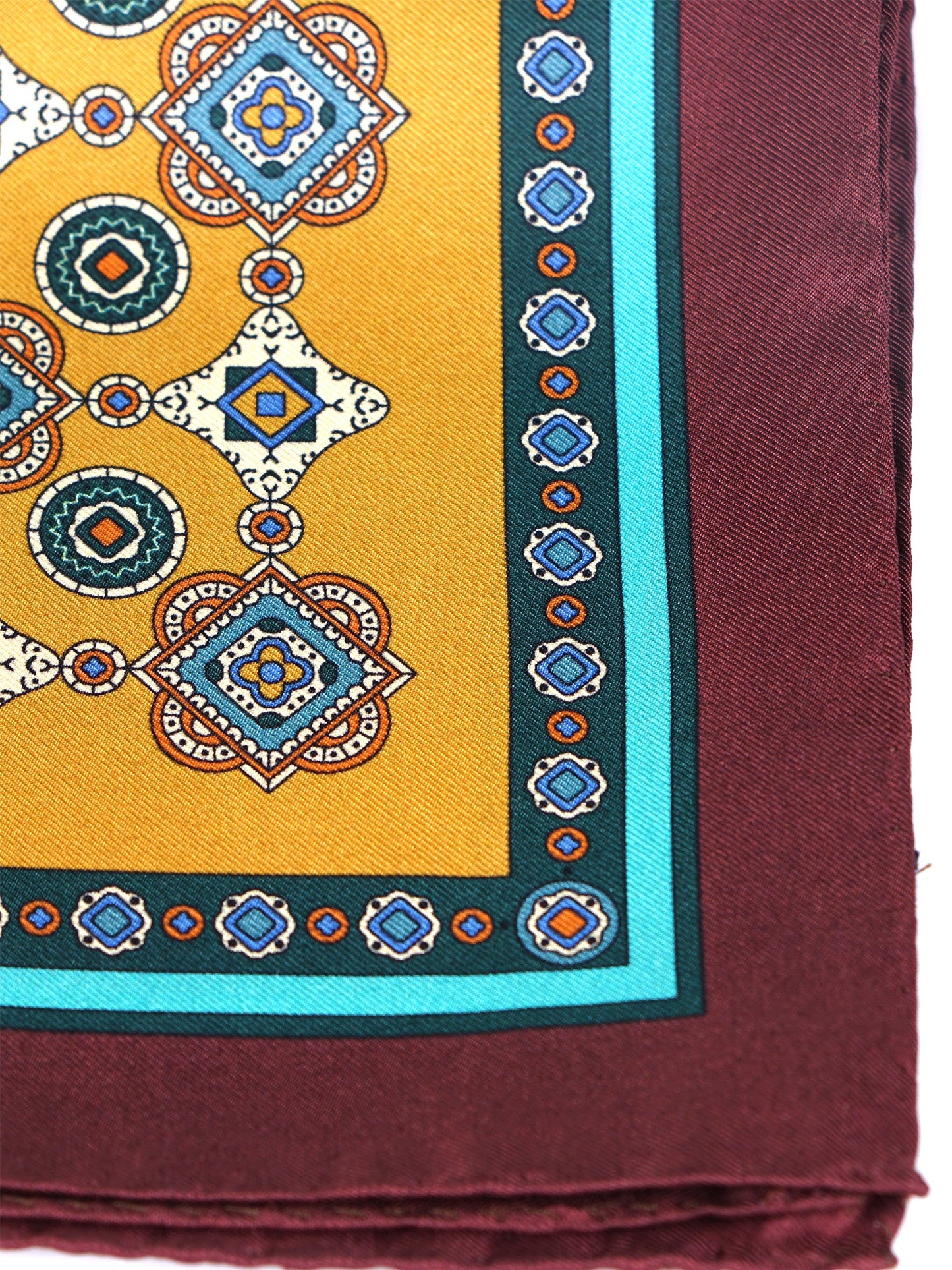 Gold Pocket Square in Pure Printed Silk MAFFEI