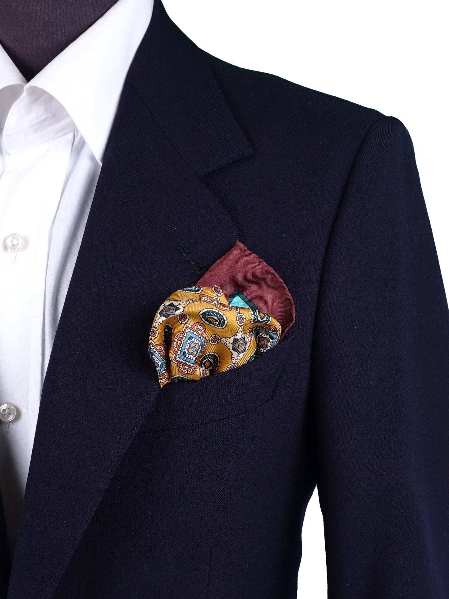 Gold Pocket Square in Pure Printed Silk MAFFEI