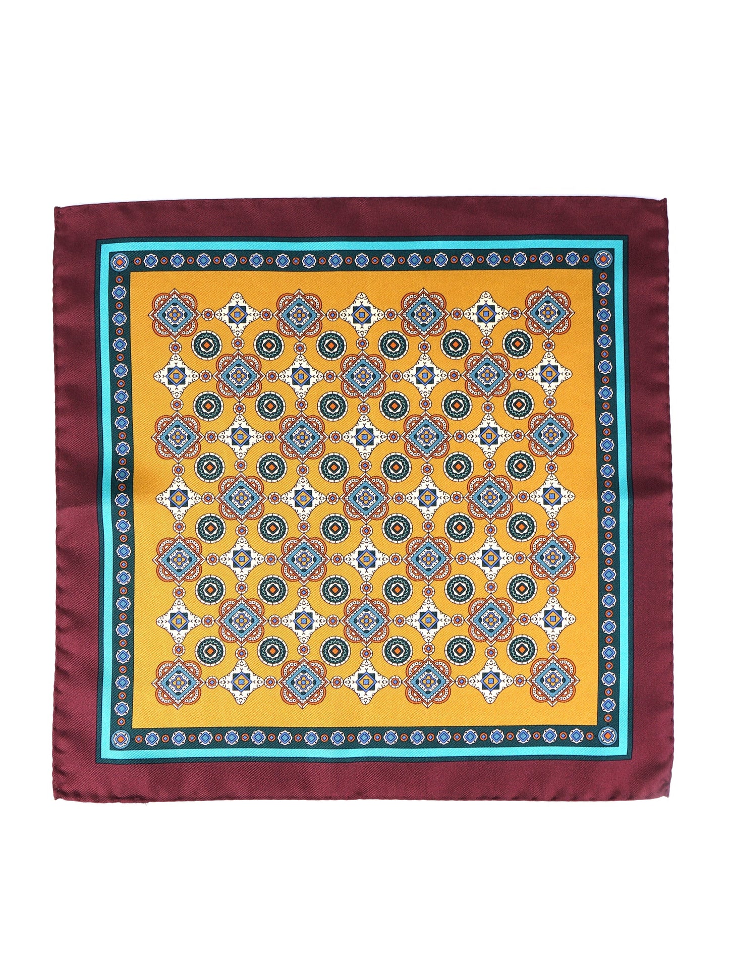 Gold Pocket Square in Pure Printed Silk MAFFEI