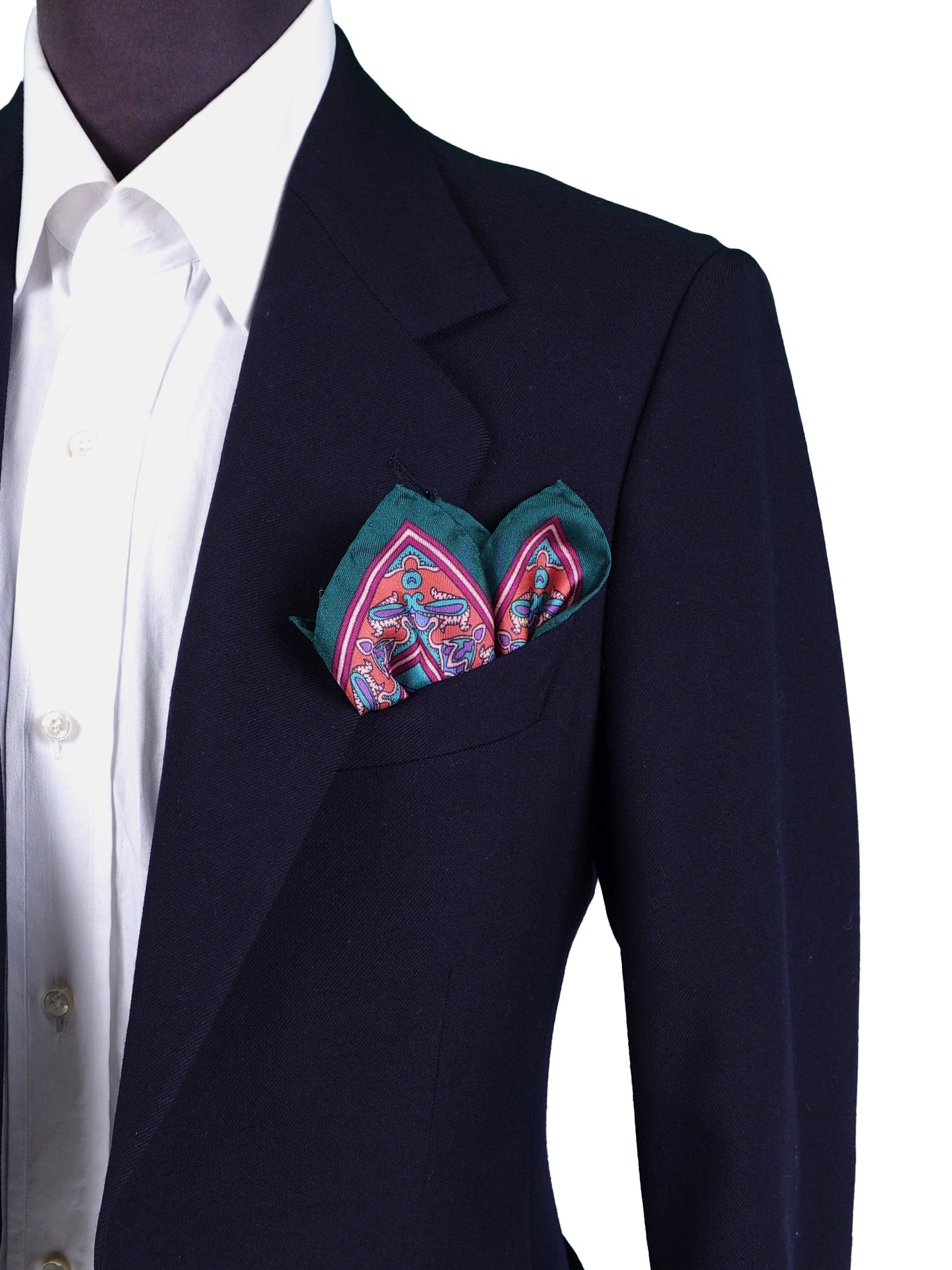 Green Pocket Square in Pure Printed Silk SAMBA