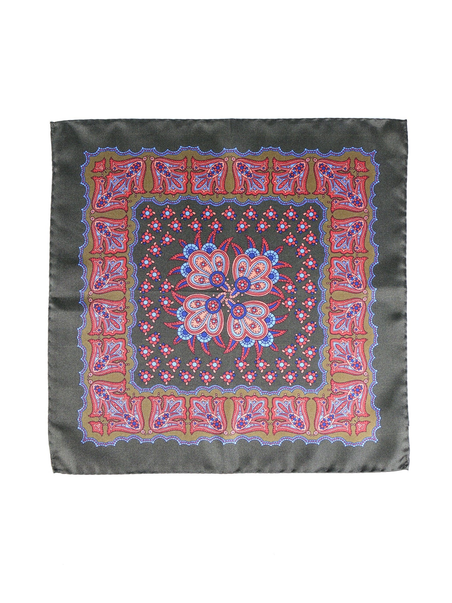 Green Printed Silk Pocket Square ROMILDO