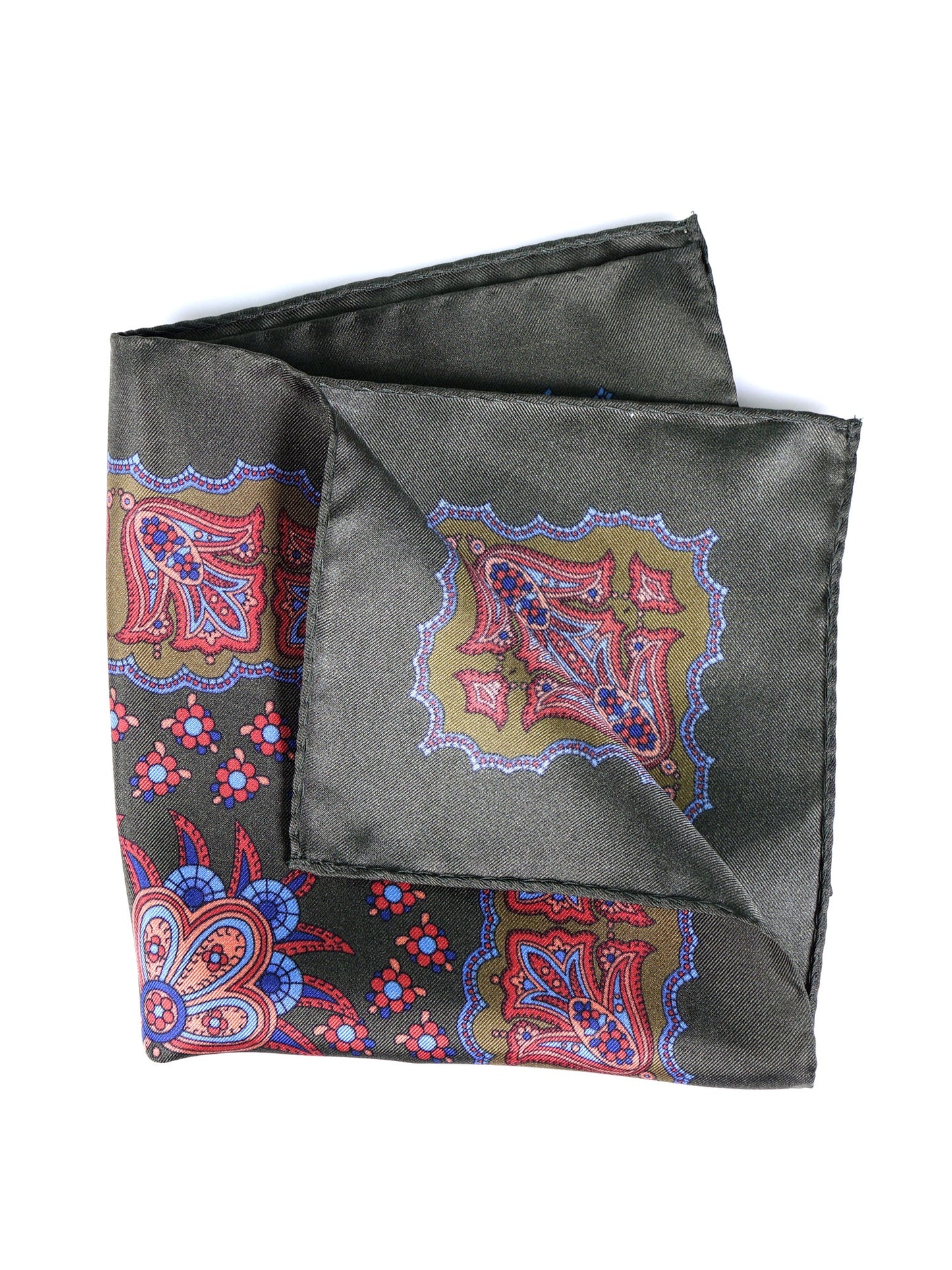 Green Printed Silk Pocket Square ROMILDO