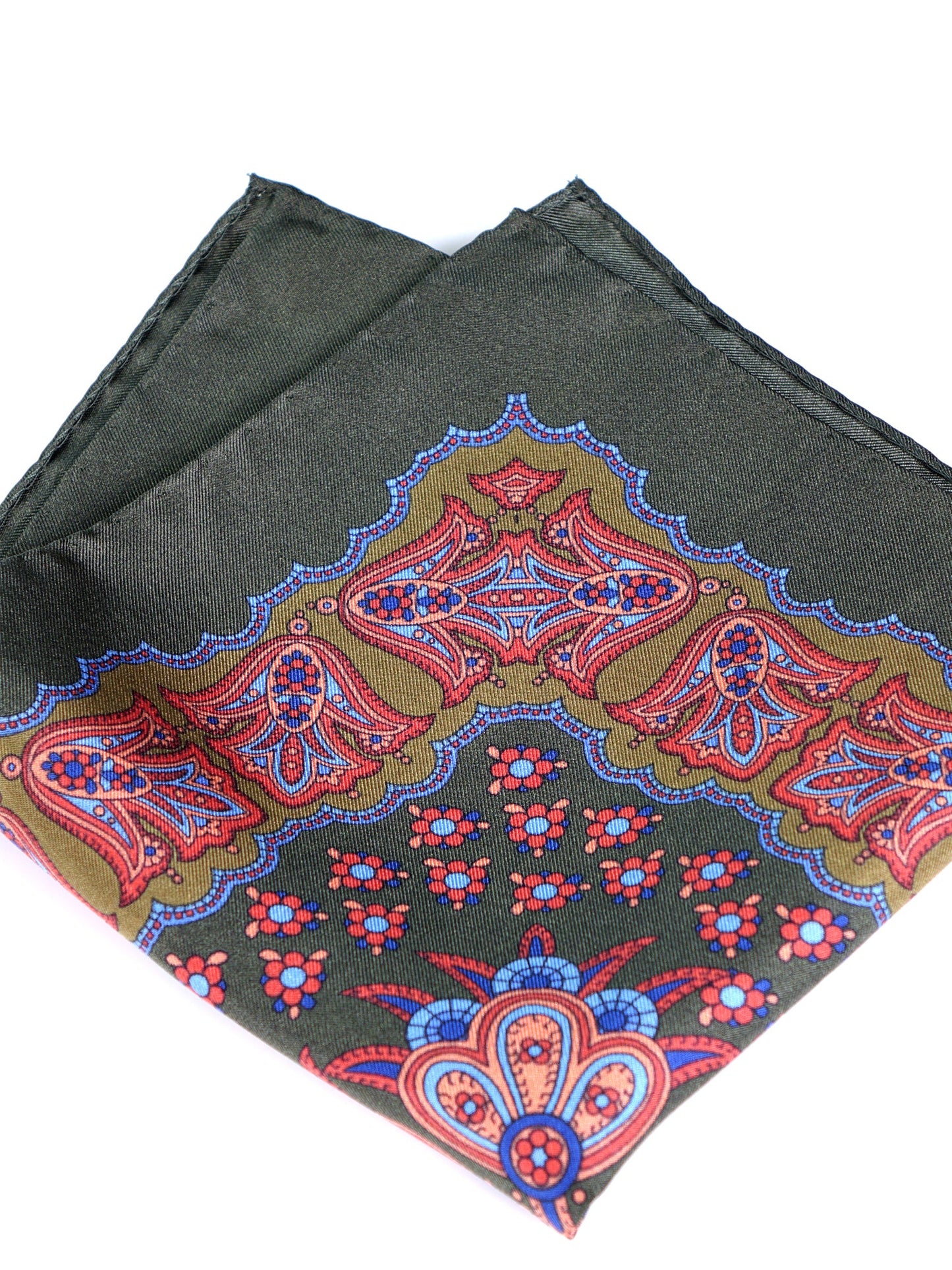 Green Printed Silk Pocket Square ROMILDO