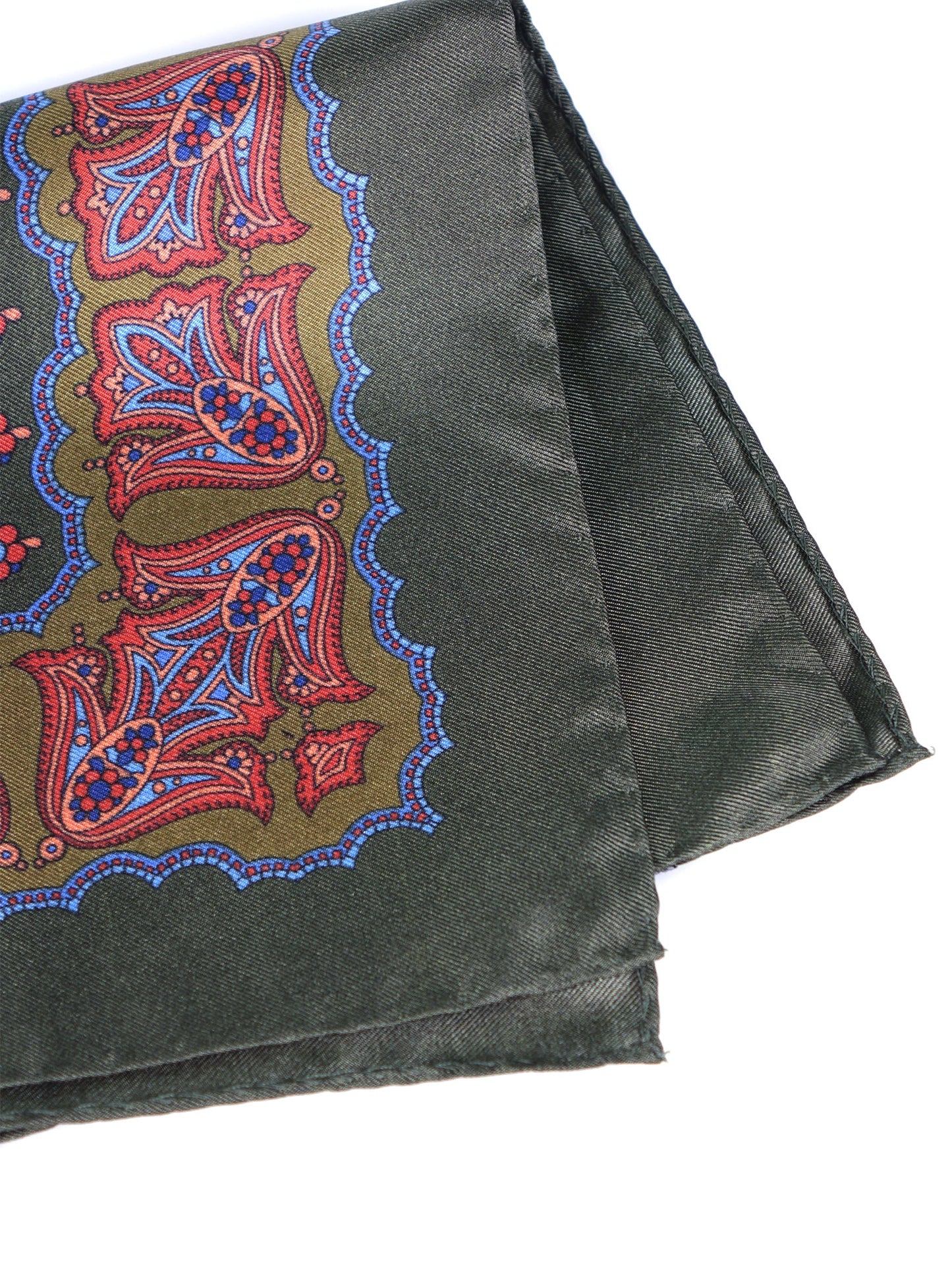Green Printed Silk Pocket Square ROMILDO