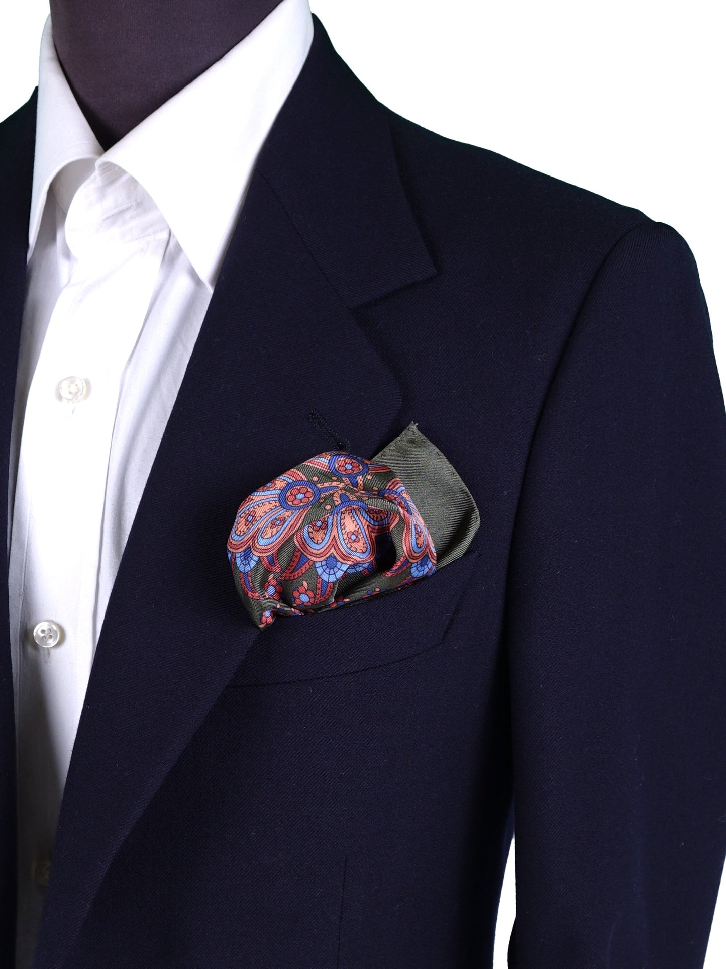 Green Printed Silk Pocket Square ROMILDO