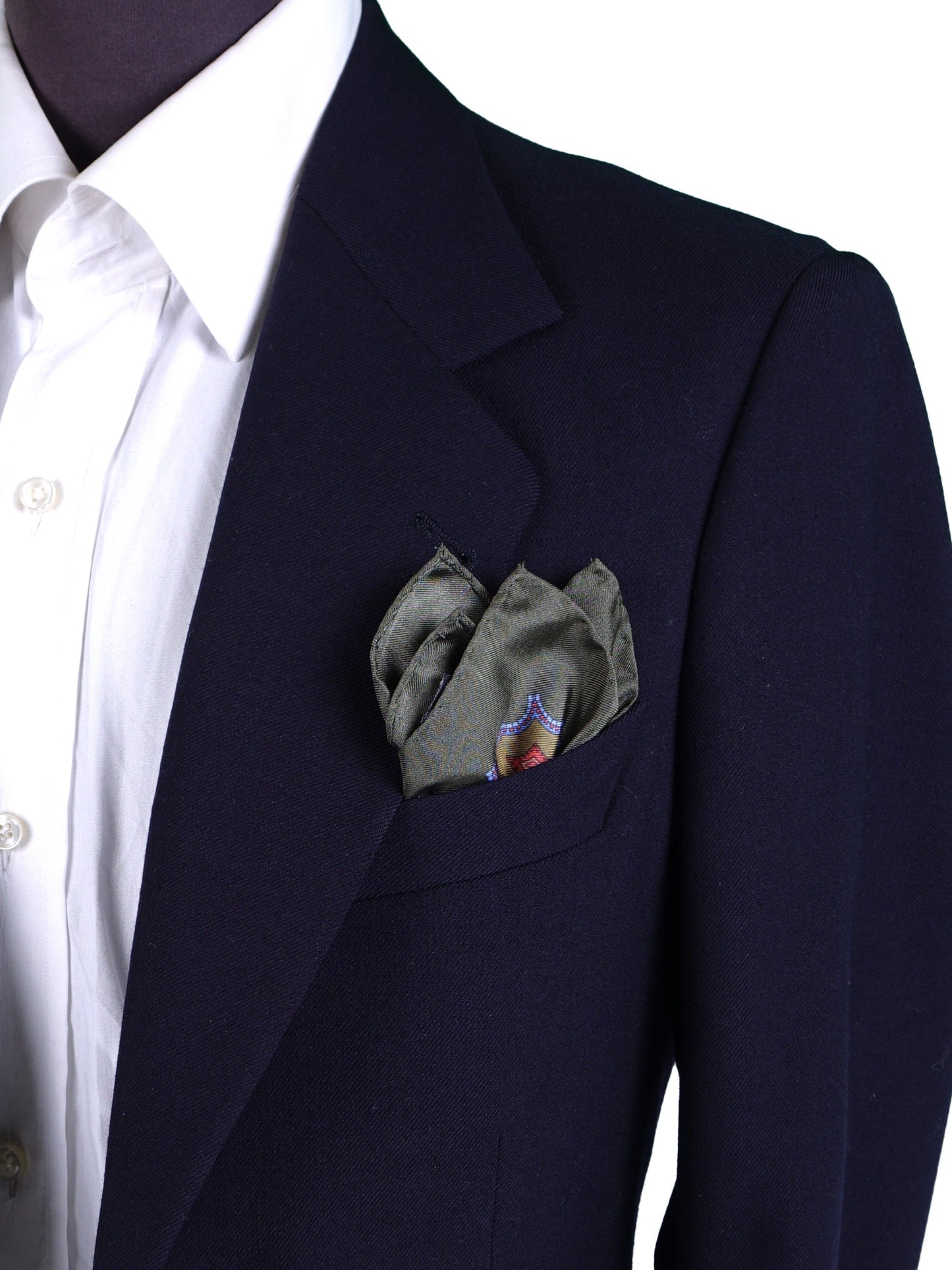 Green Printed Silk Pocket Square ROMILDO