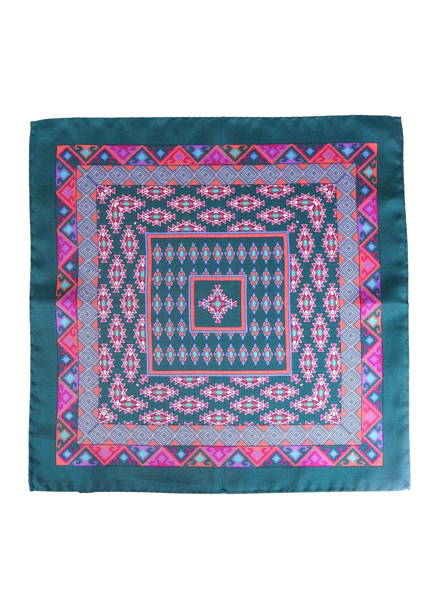 Green Pocket Square in Pure Printed Silk ETNICO