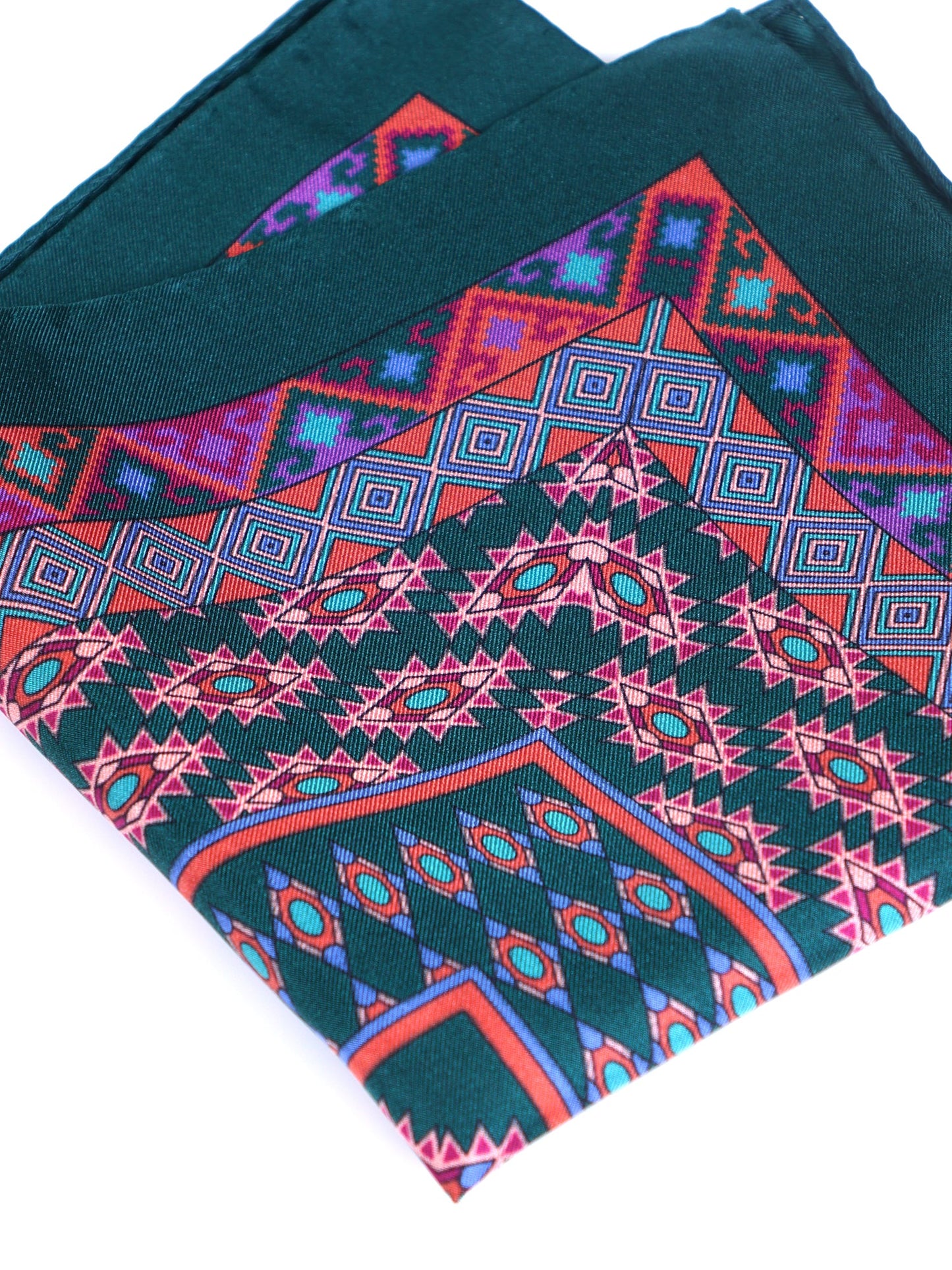 Green Pocket Square in Pure Printed Silk ETNICO