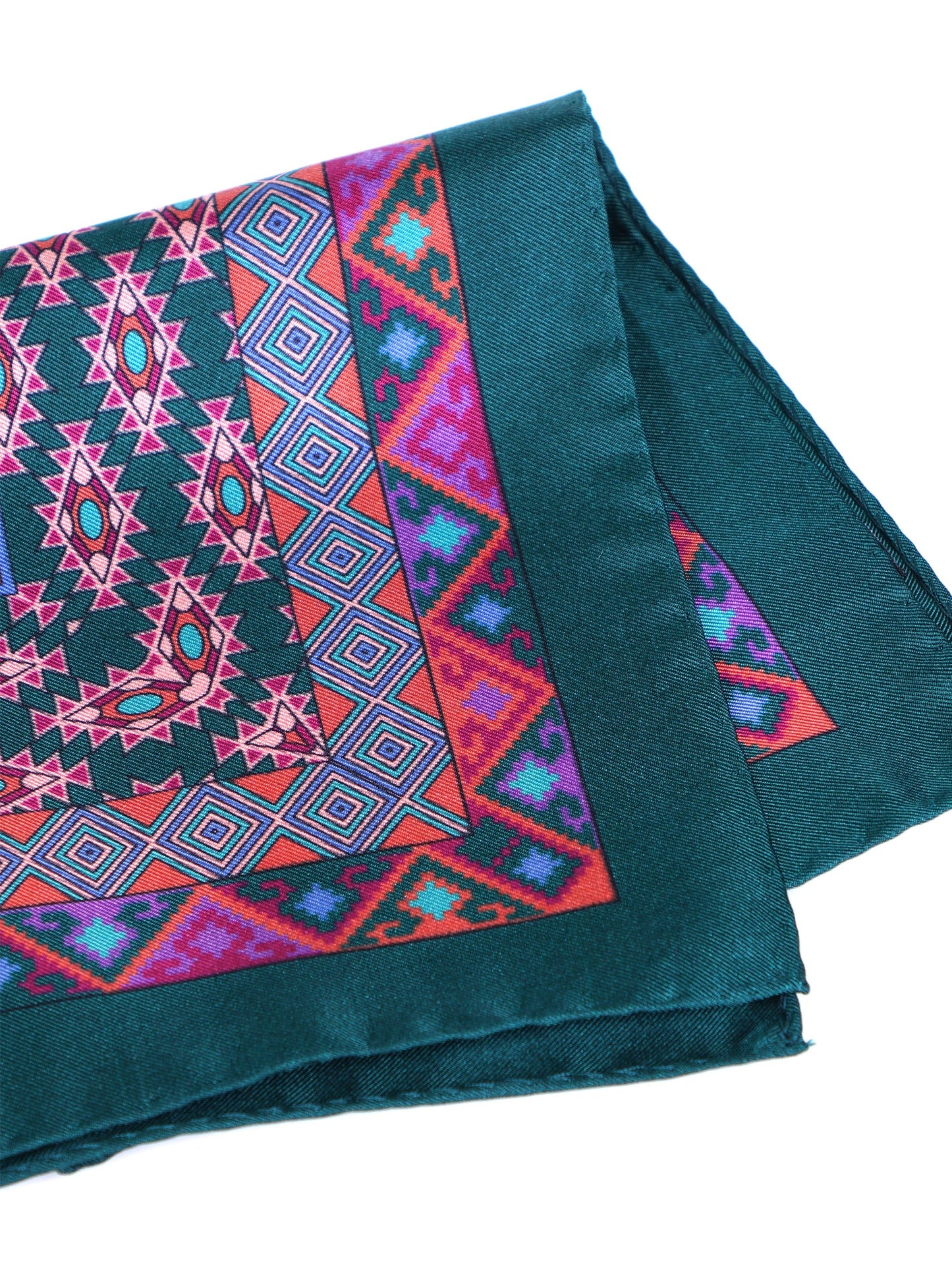 Green Pocket Square in Pure Printed Silk ETNICO