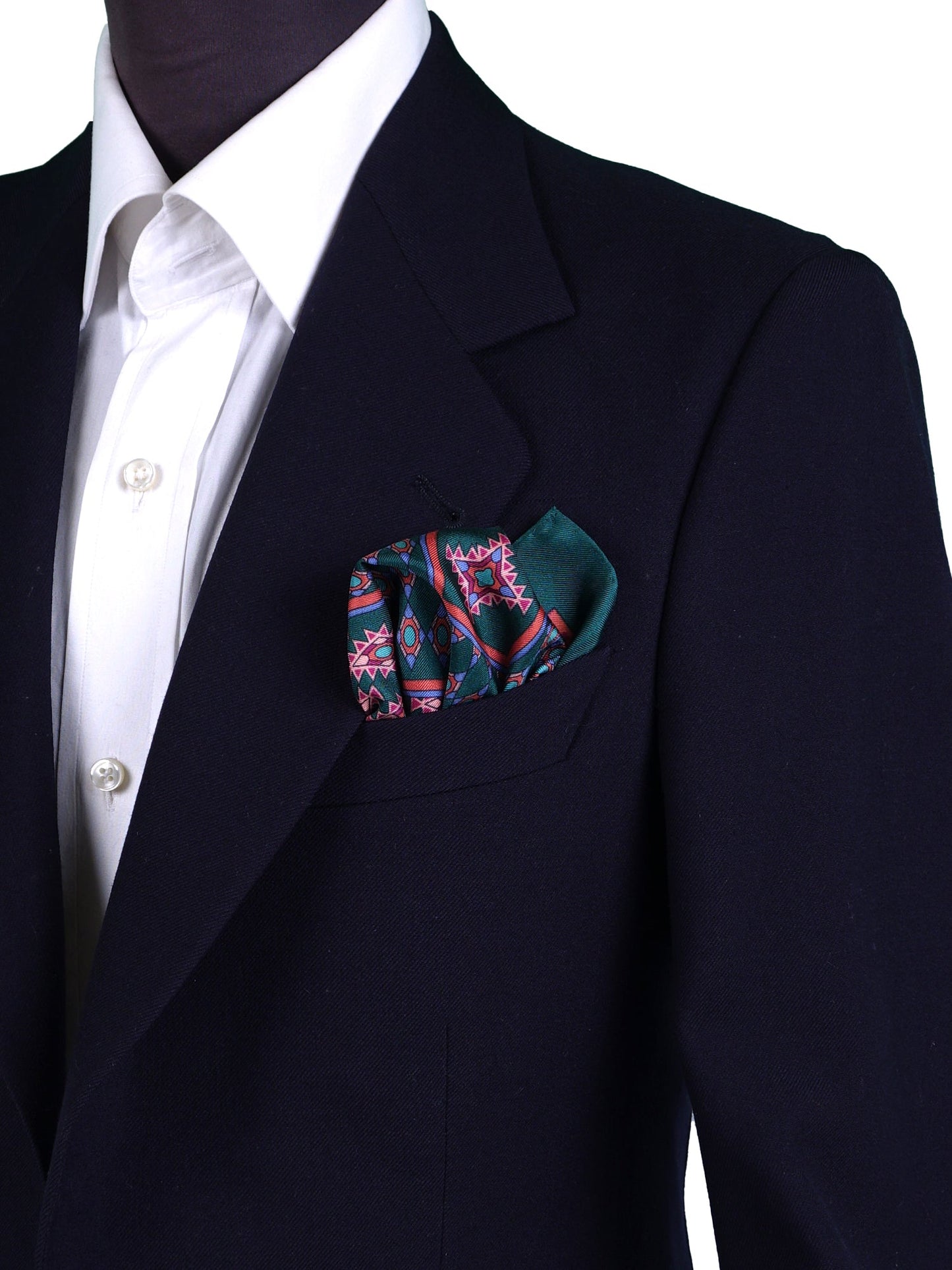 Green Pocket Square in Pure Printed Silk ETNICO