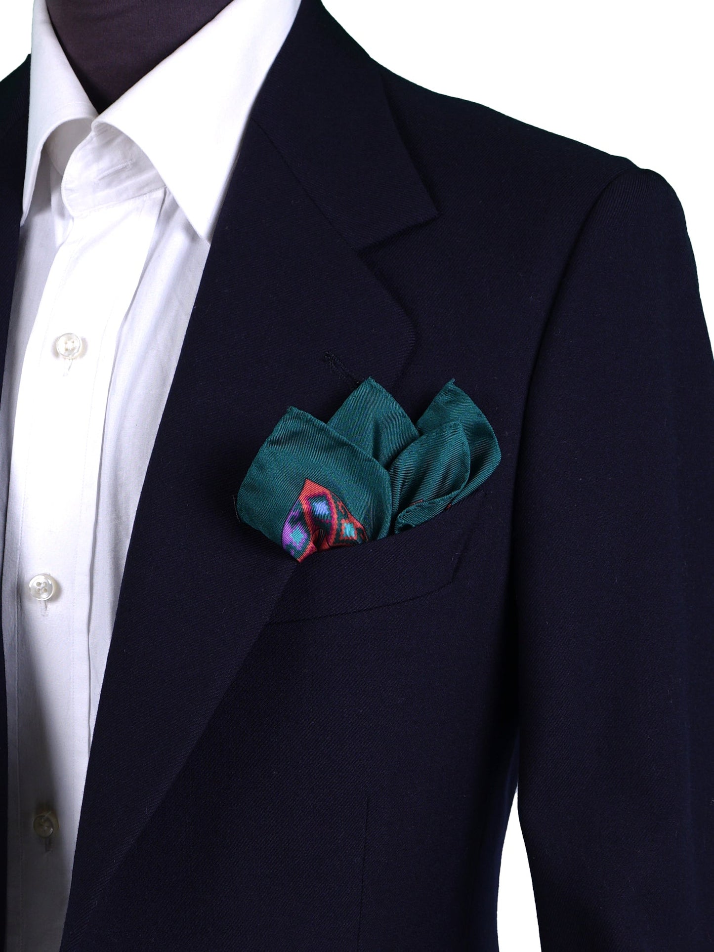 Green Pocket Square in Pure Printed Silk ETNICO
