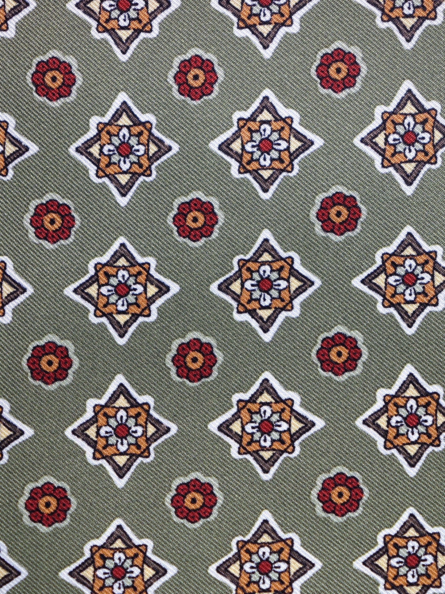 Green Pocket Square in Pure Printed Silk HOFFMAN