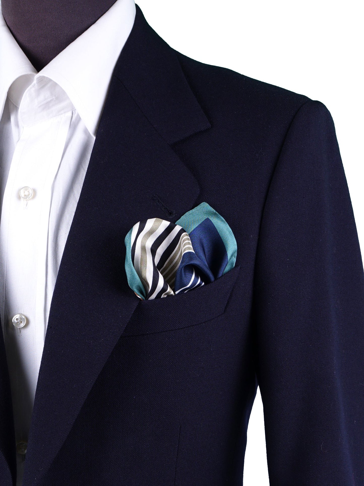 Green Printed Silk Pocket Square HOLLY