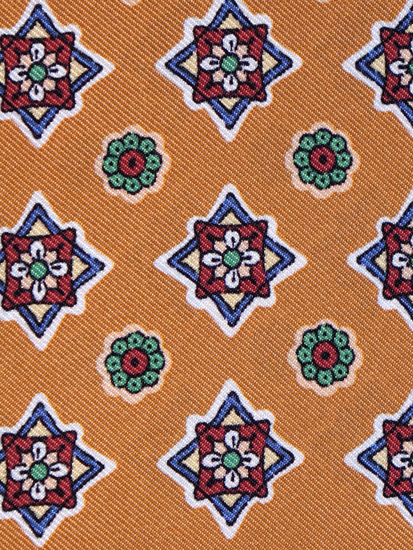 Orange Pocket Square in Pure Printed Silk HOFFMAN
