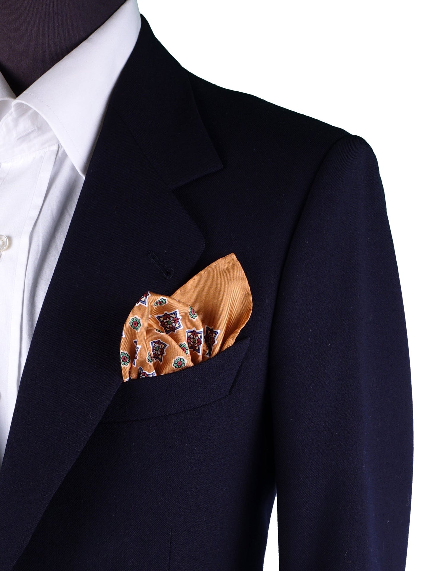 Orange Pocket Square in Pure Printed Silk HOFFMAN