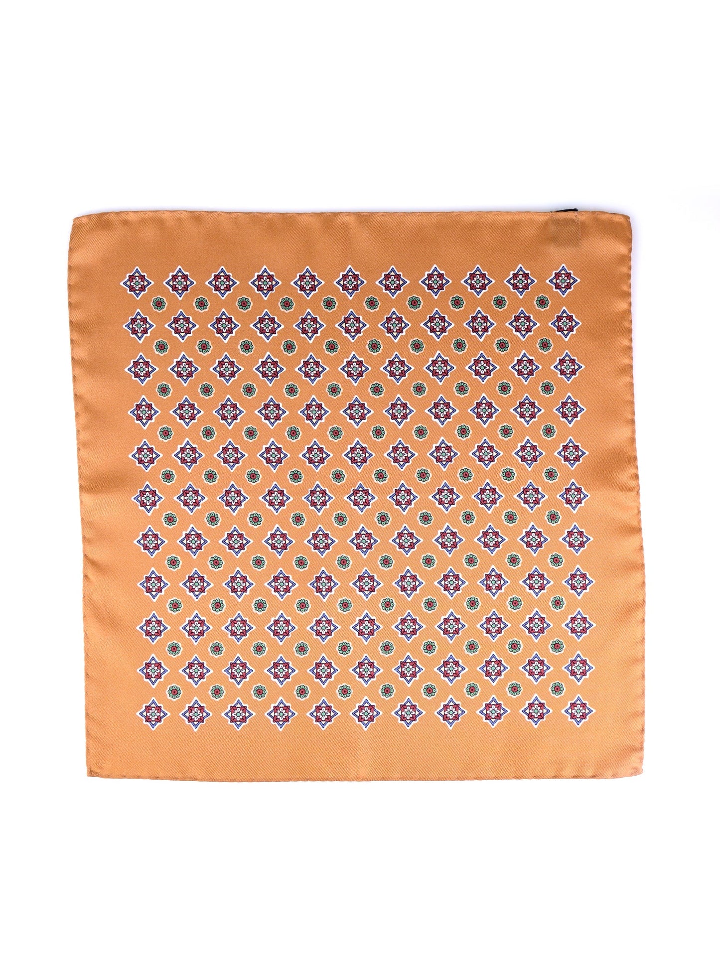 Orange Pocket Square in Pure Printed Silk HOFFMAN