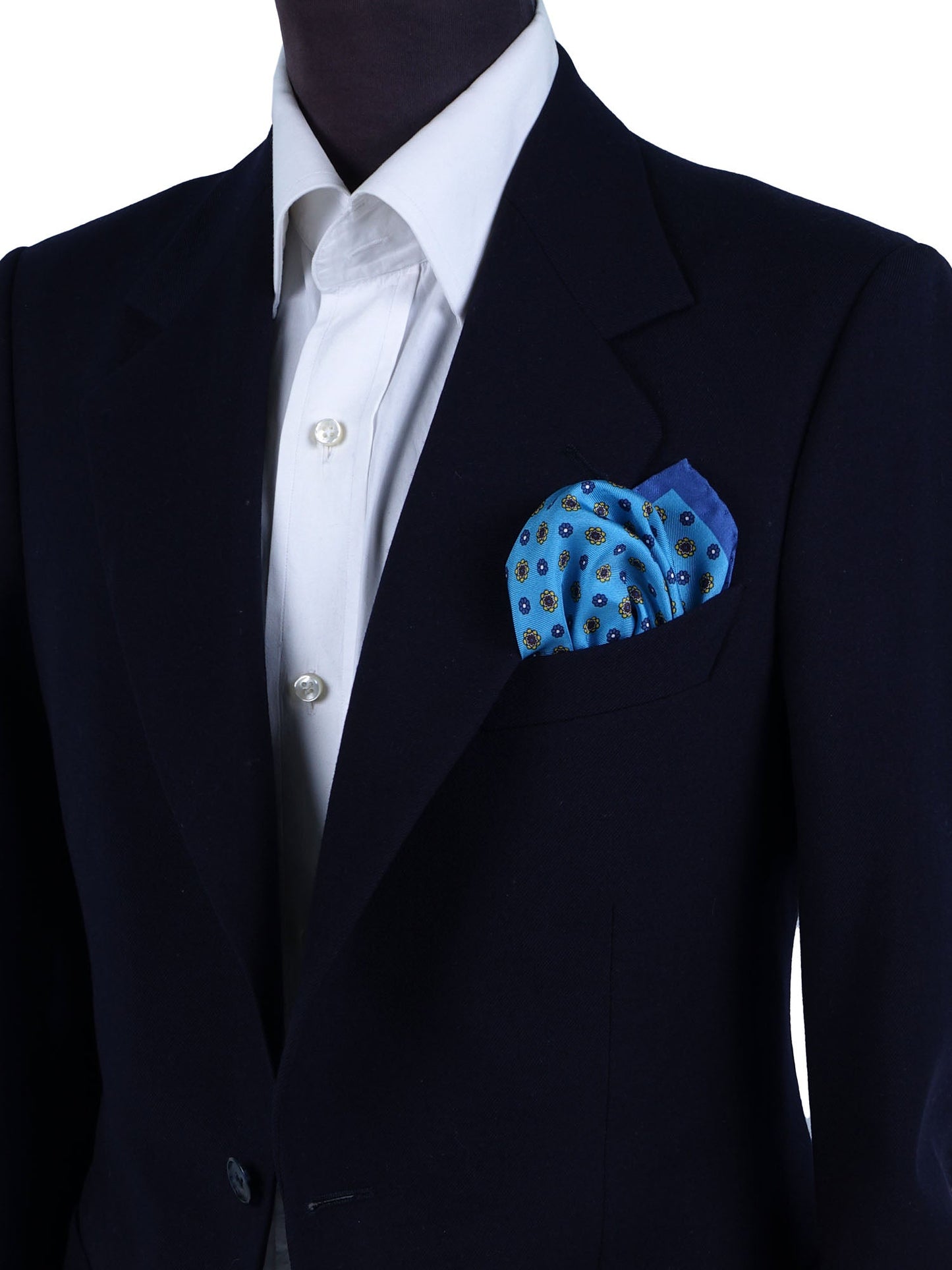 Turquoise Printed Silk Pocket Square DIEGO