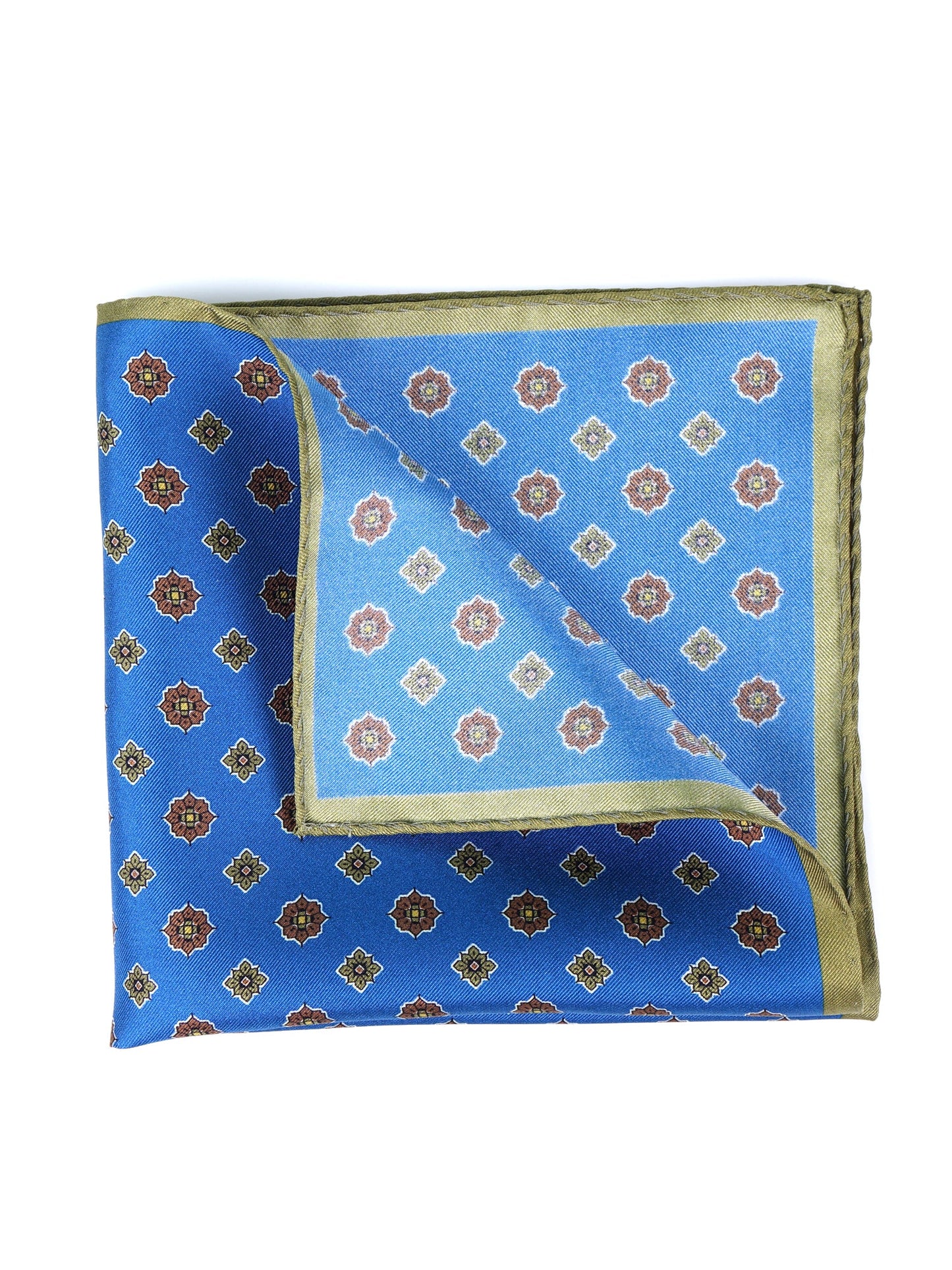 Teal Pocket Square in 100% Printed Silk KARMA