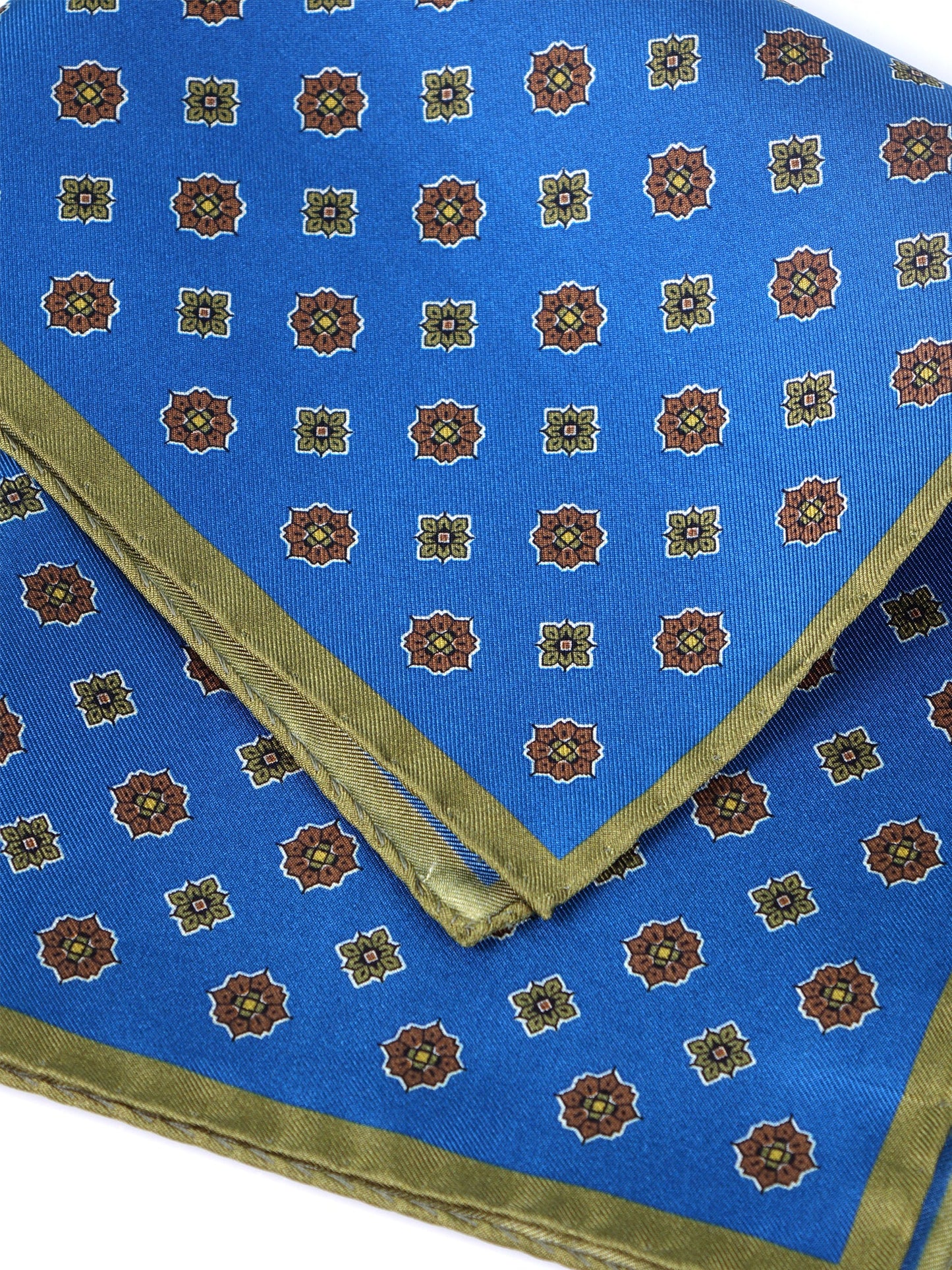 Teal Pocket Square in 100% Printed Silk KARMA