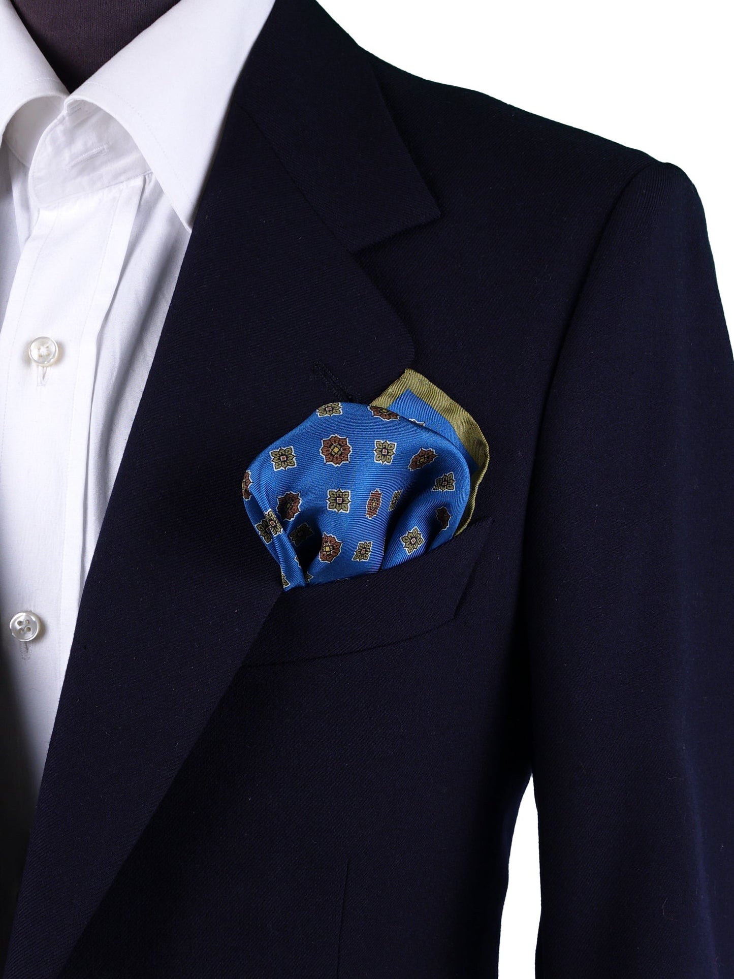 Teal Pocket Square in 100% Printed Silk KARMA