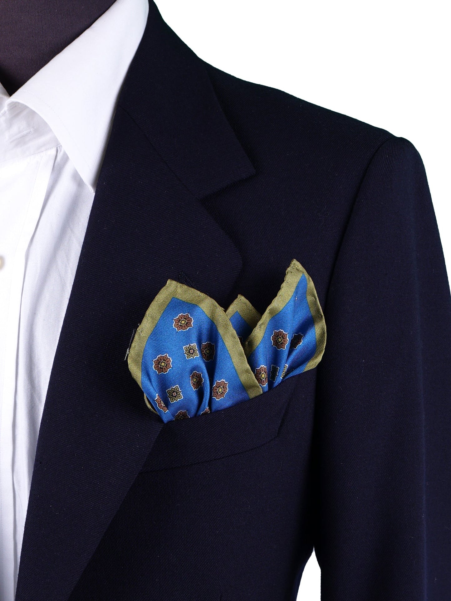 Teal Pocket Square in 100% Printed Silk KARMA