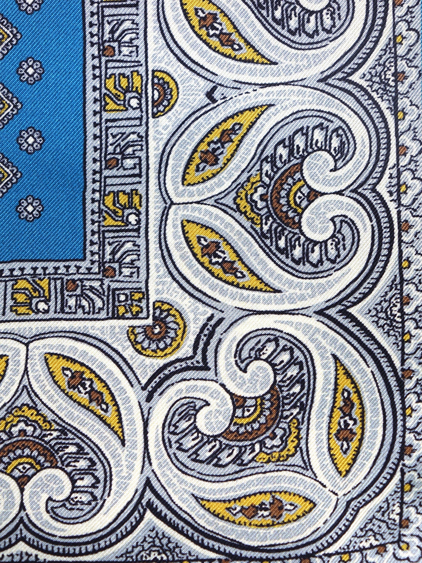 Teal Printed Silk Pocket Square GAVINO