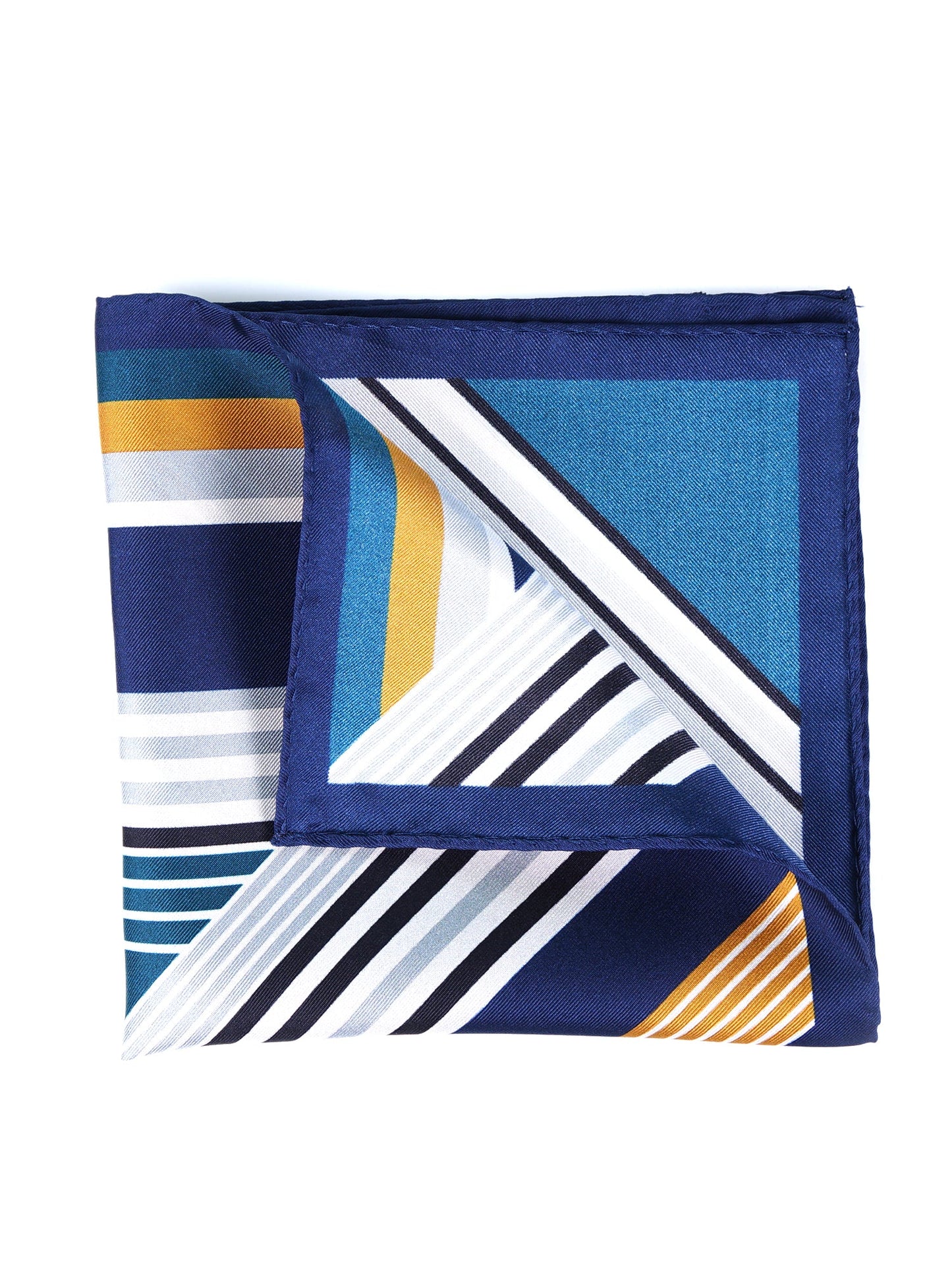 Aquamarine Pocket Square in Pure Printed Silk HOLLY