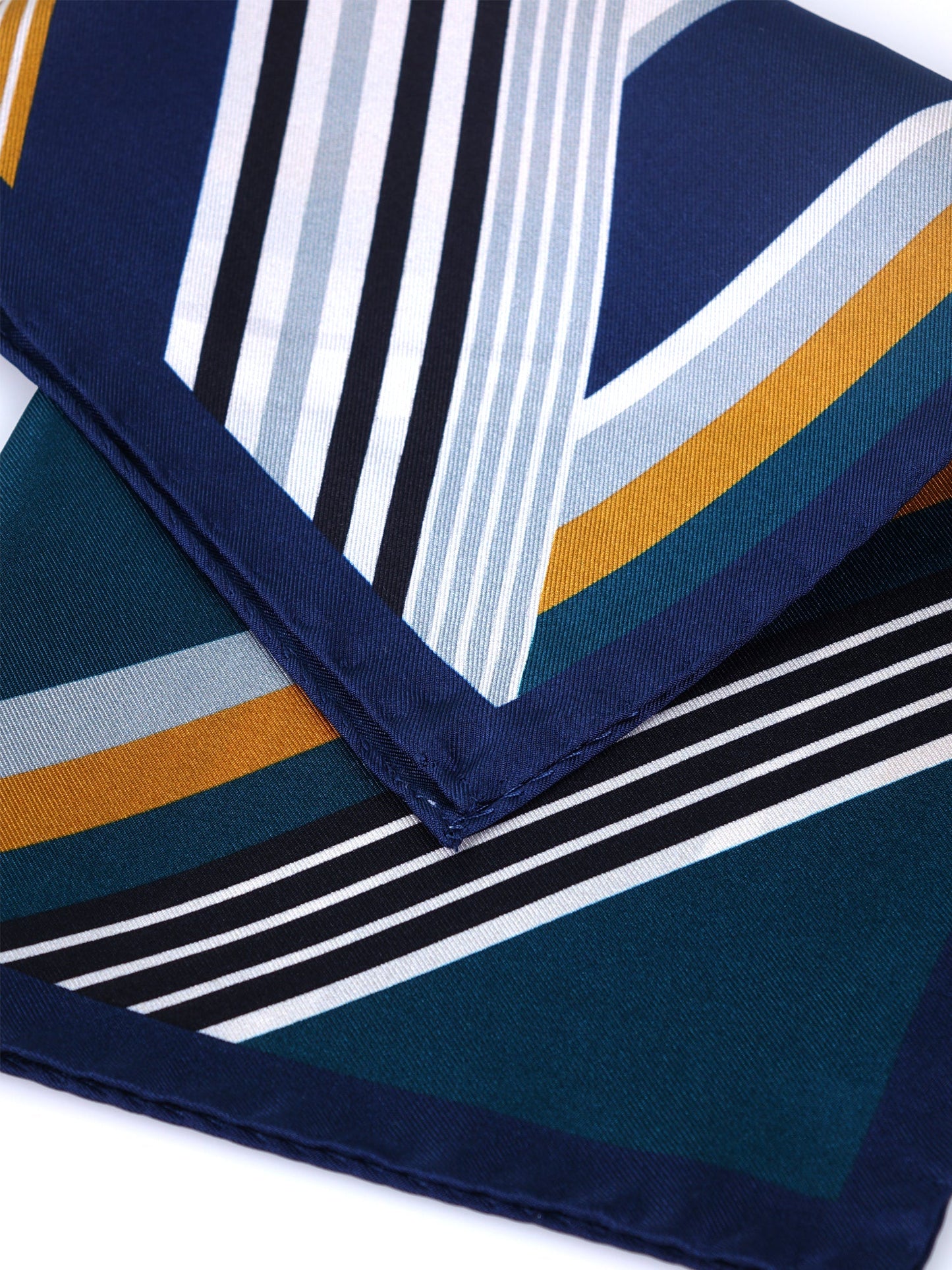 Aquamarine Pocket Square in Pure Printed Silk HOLLY