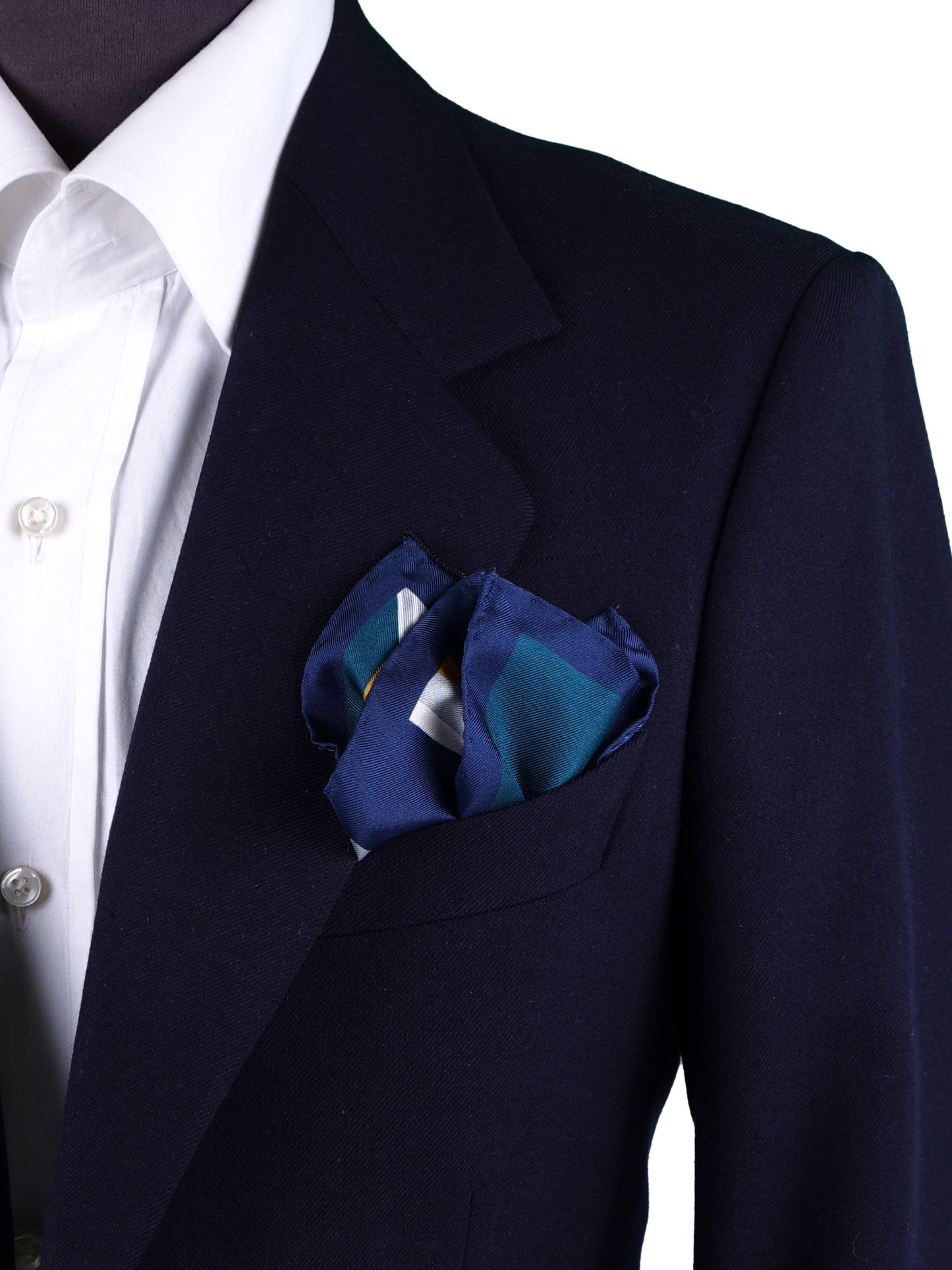Aquamarine Pocket Square in Pure Printed Silk HOLLY