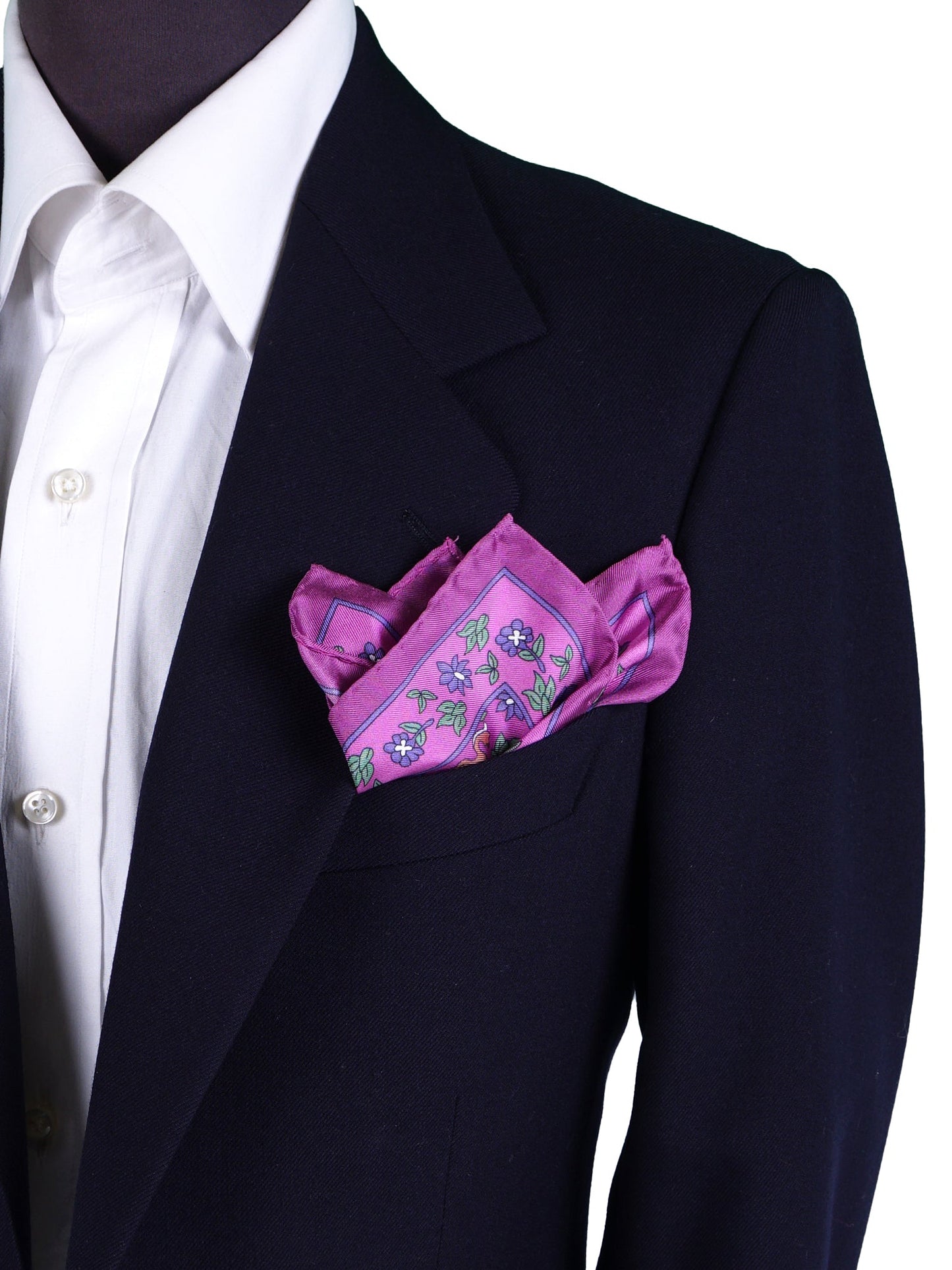 Pink Pocket Square in Pure Printed Silk UNICORN