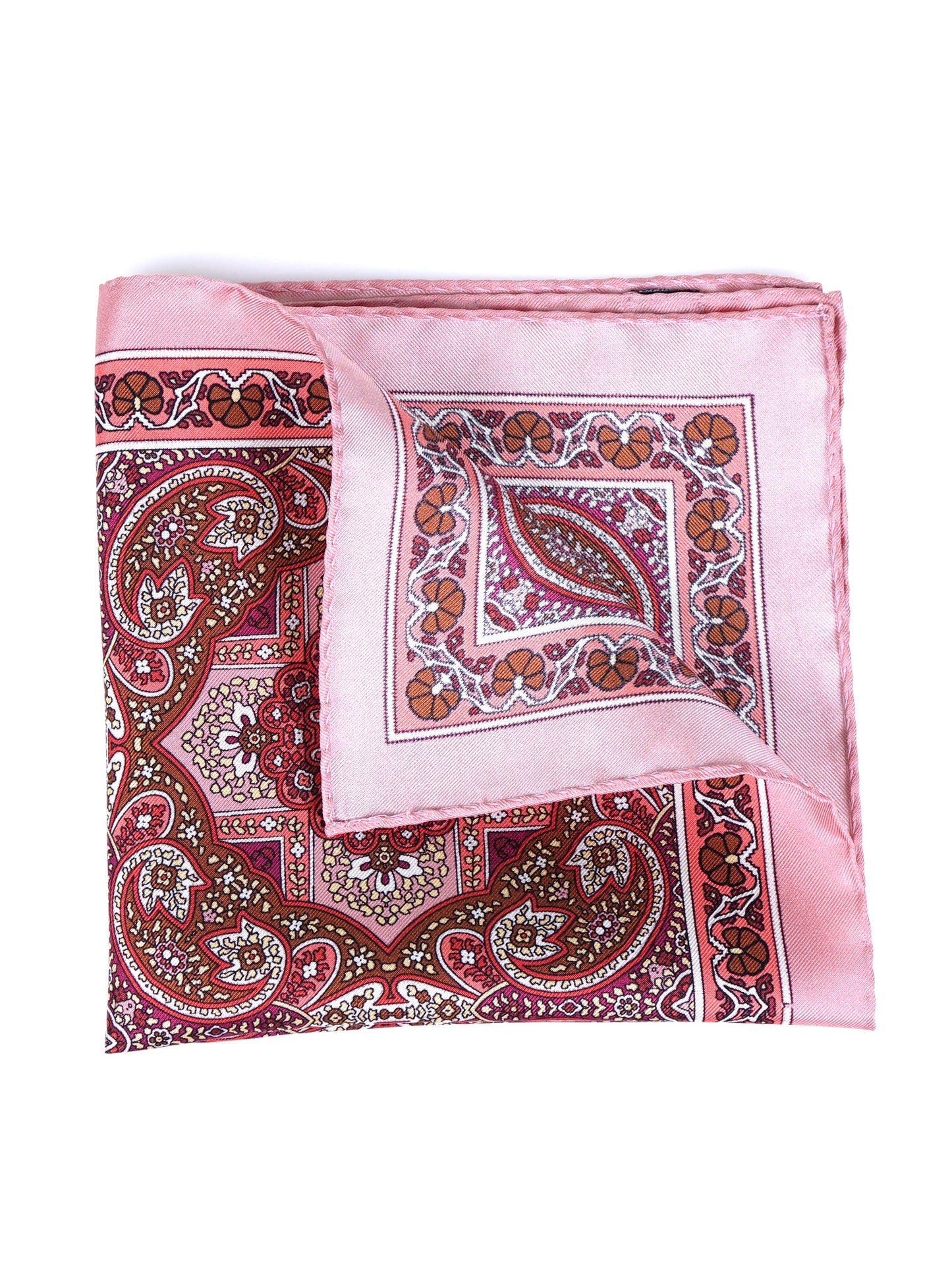Pink Pocket Square in Pure Printed Silk MADIKA