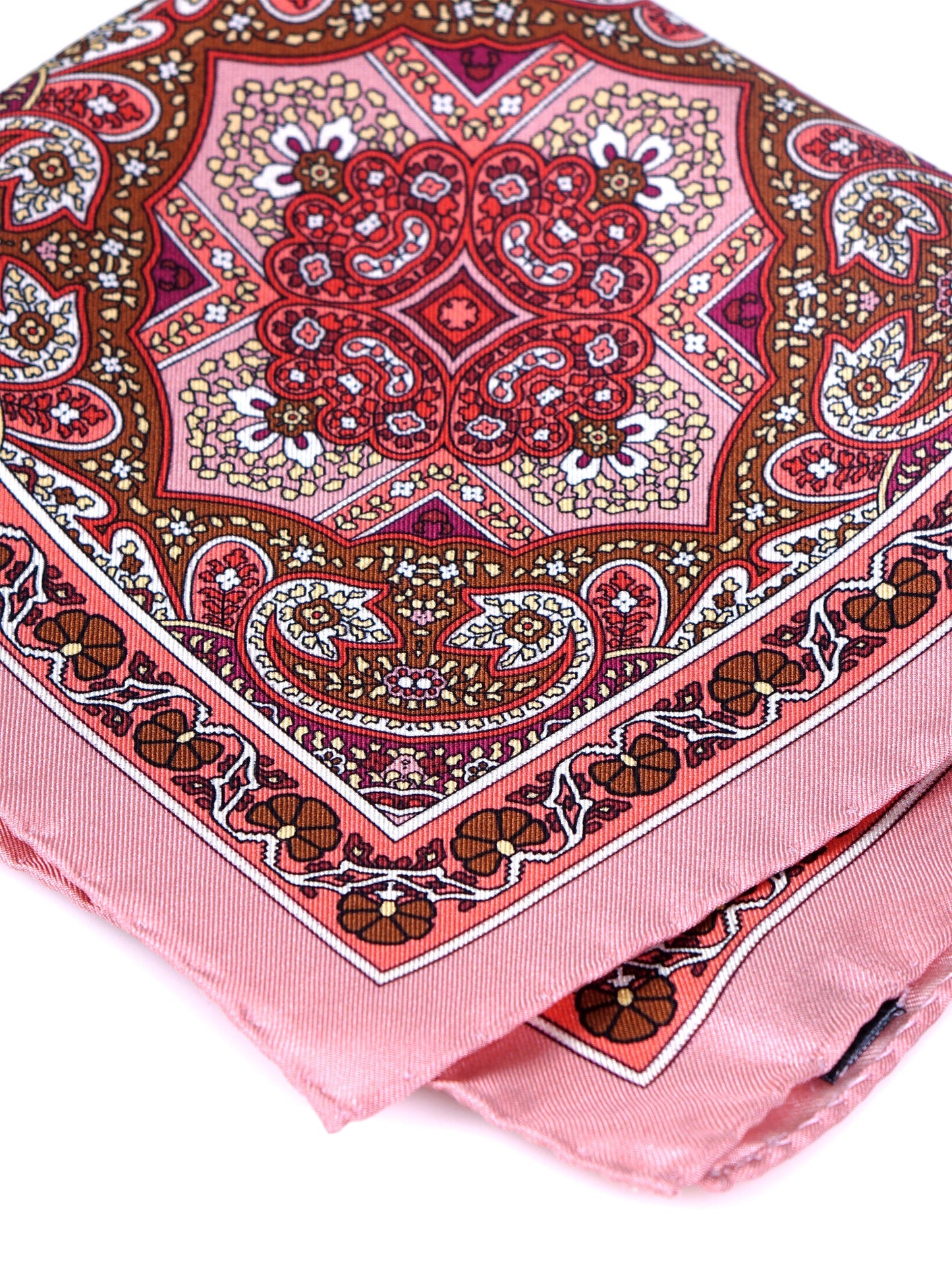 Pink Pocket Square in Pure Printed Silk MADIKA