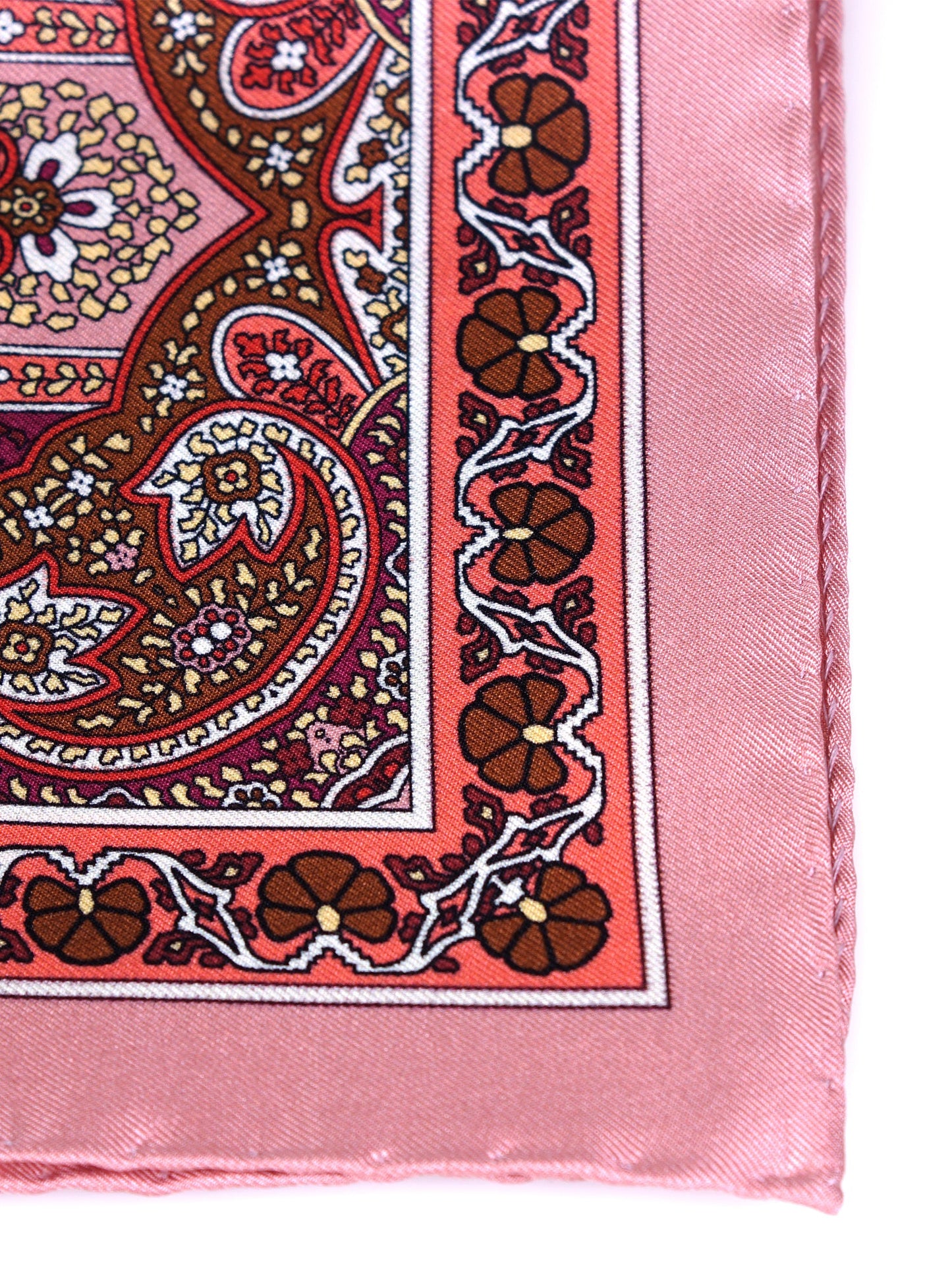 Pink Pocket Square in Pure Printed Silk MADIKA