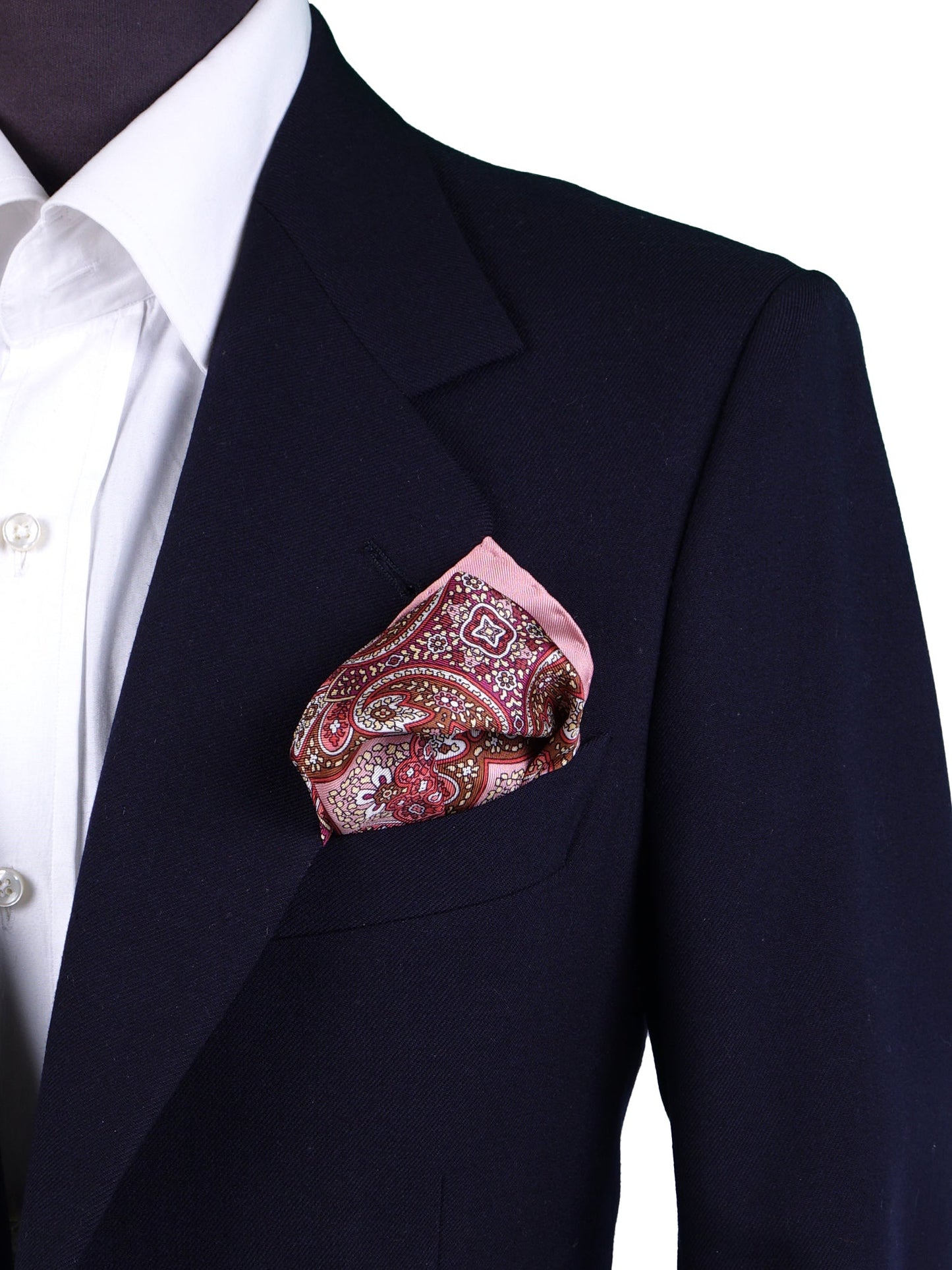 Pink Pocket Square in Pure Printed Silk MADIKA