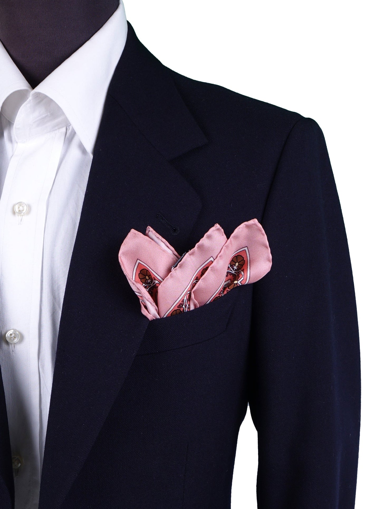 Pink Pocket Square in Pure Printed Silk MADIKA