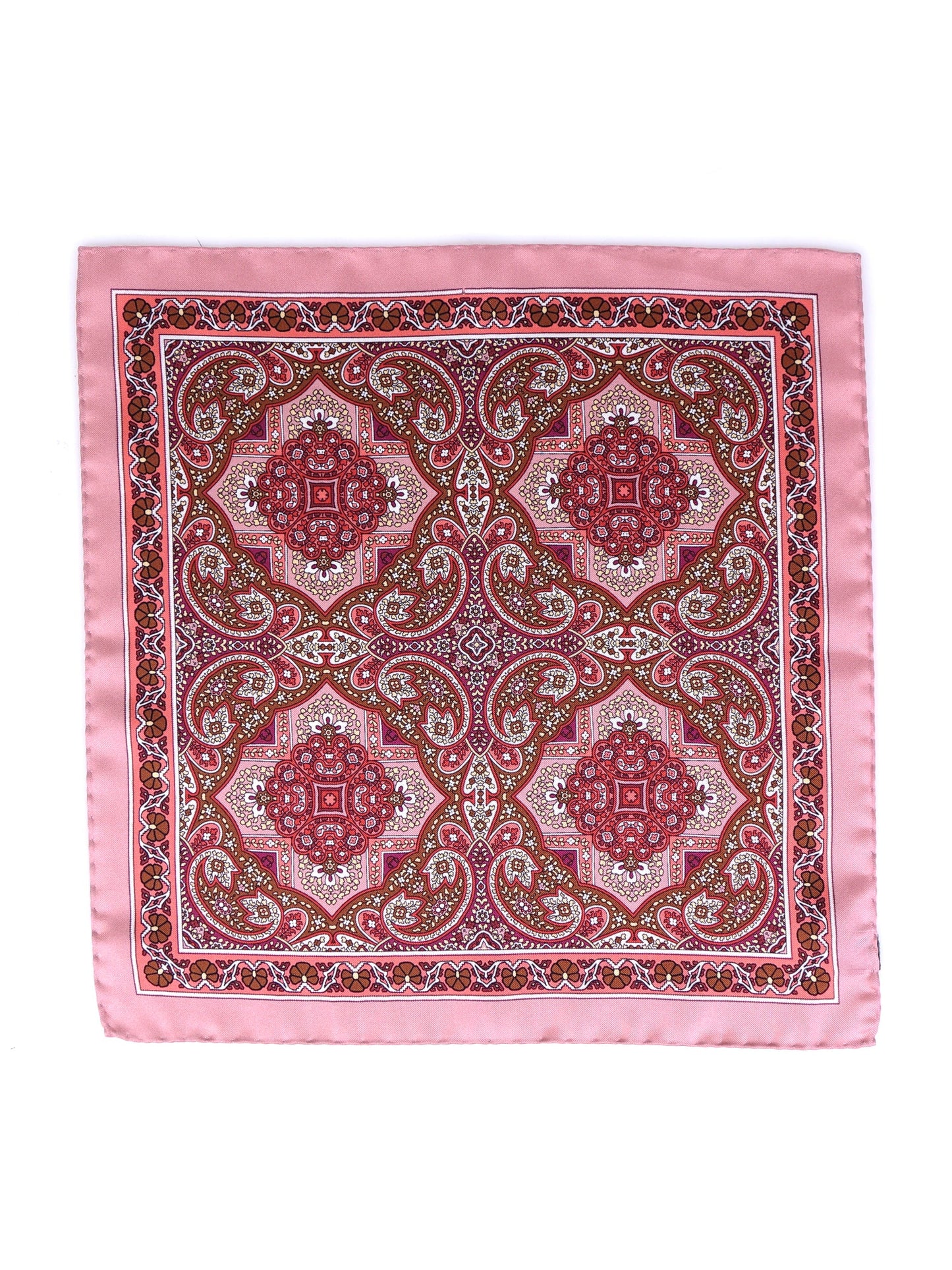 Pink Pocket Square in Pure Printed Silk MADIKA
