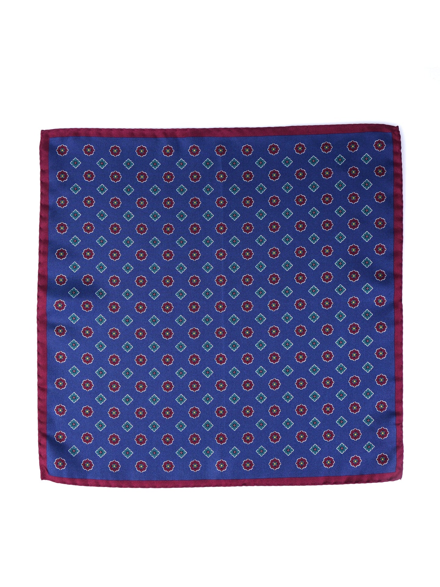 Electric blue pocket square in pure printed silk KARMA
