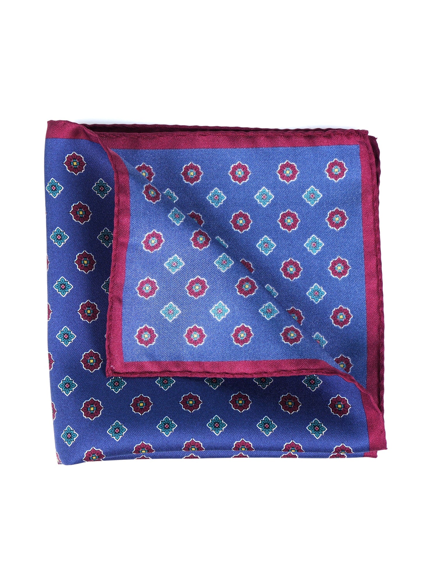 Electric blue pocket square in pure printed silk KARMA