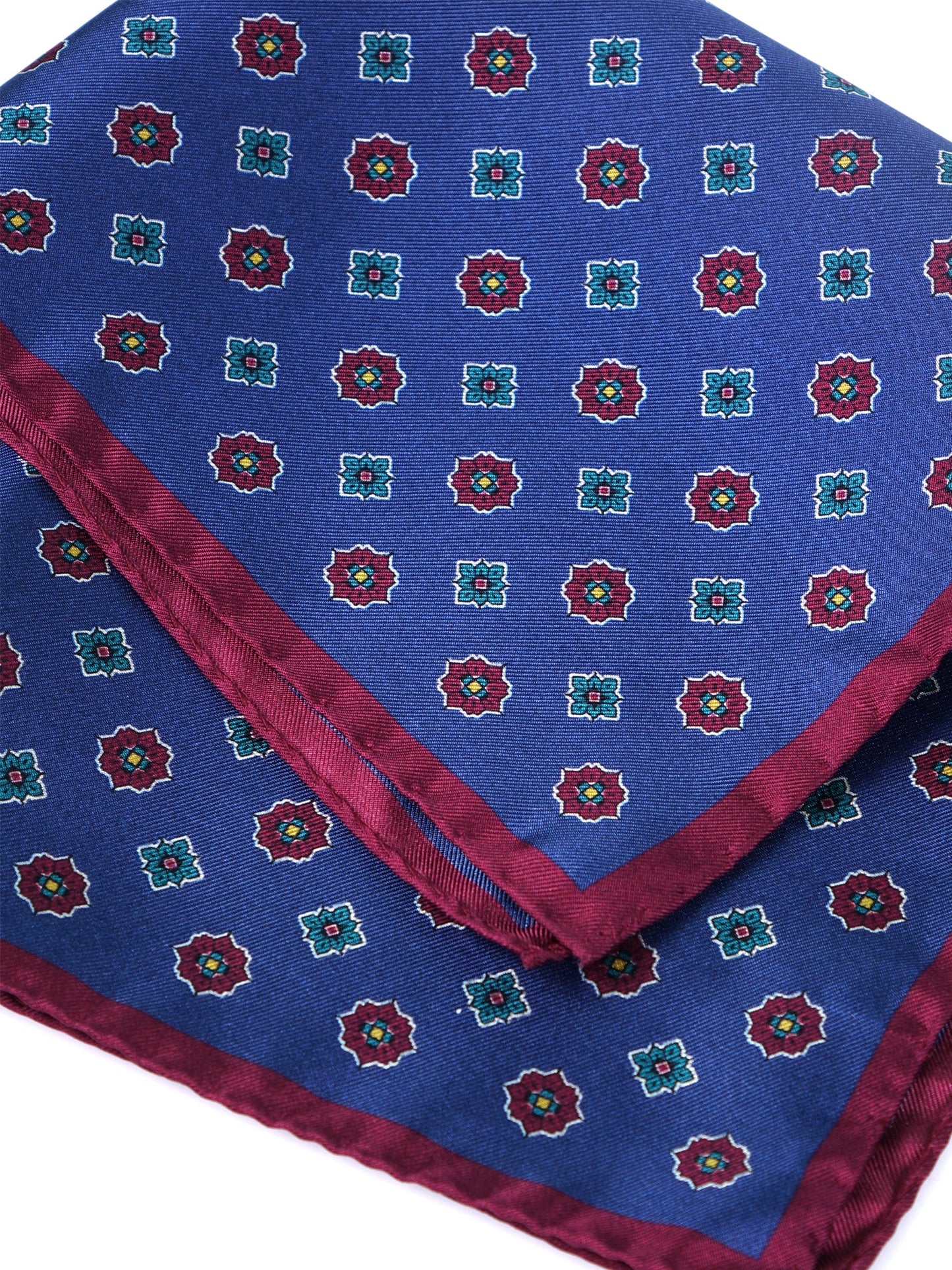 Electric blue pocket square in pure printed silk KARMA