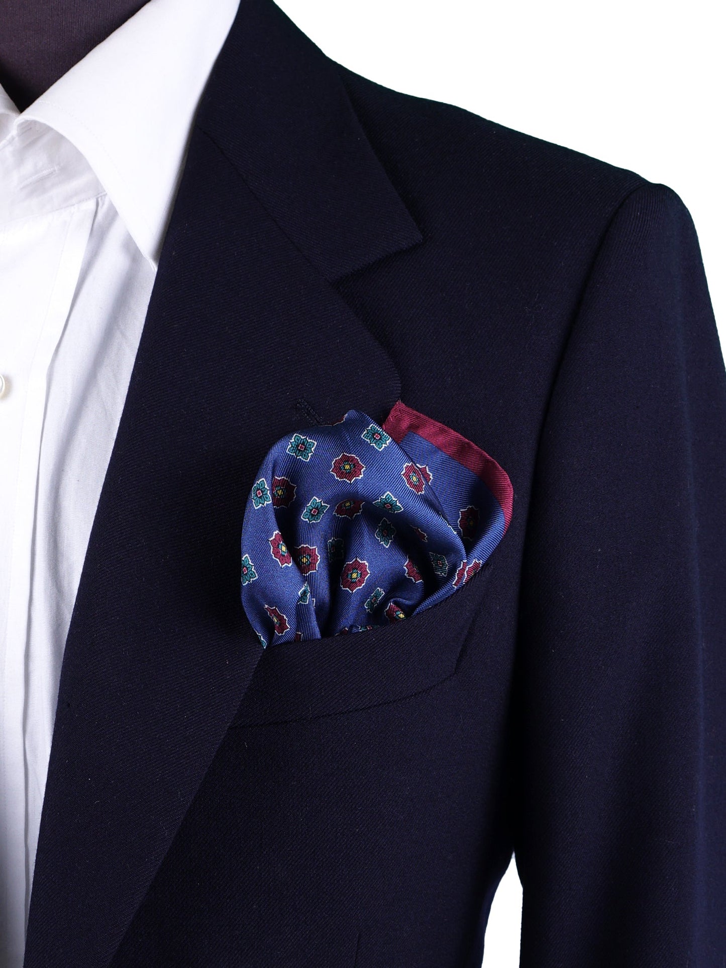 Electric blue pocket square in pure printed silk KARMA