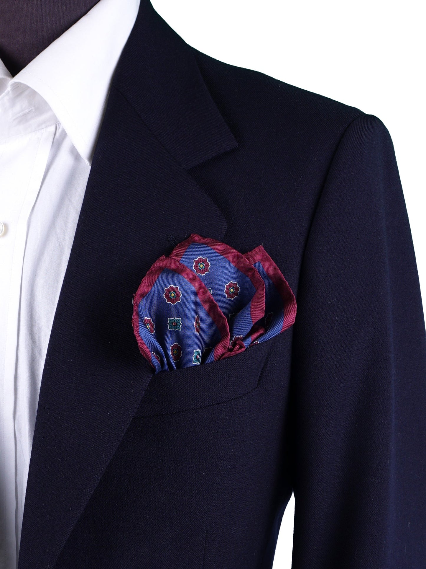 Electric blue pocket square in pure printed silk KARMA