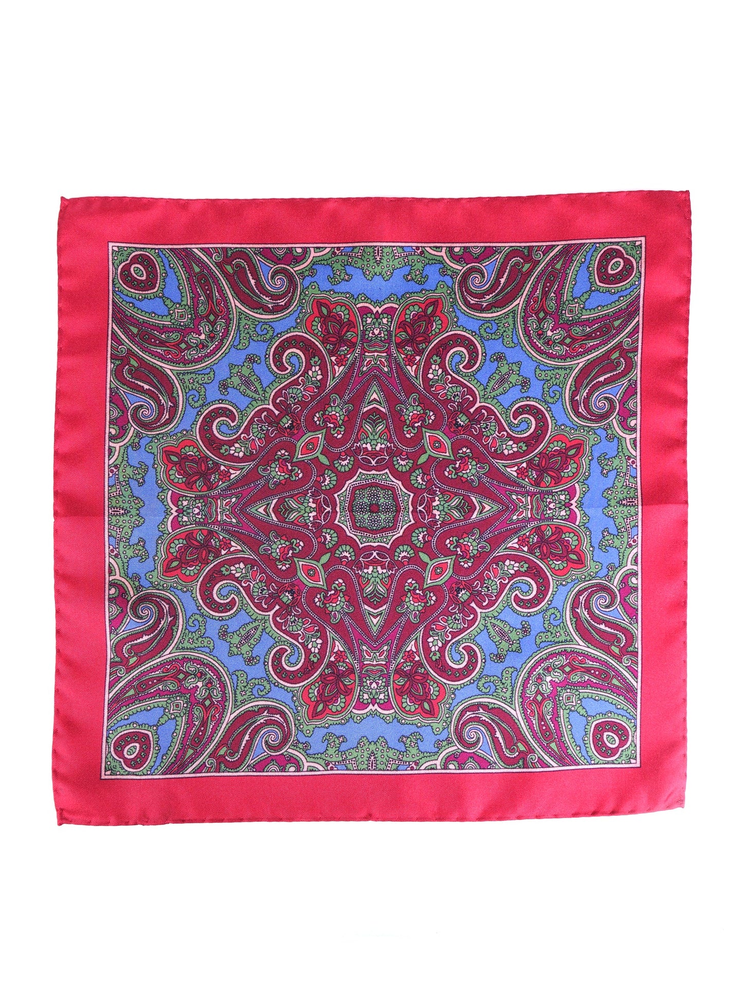 Red Pocket Square in Pure Printed Silk GERARDO