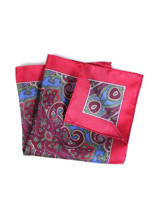 Red Pocket Square in Pure Printed Silk GERARDO