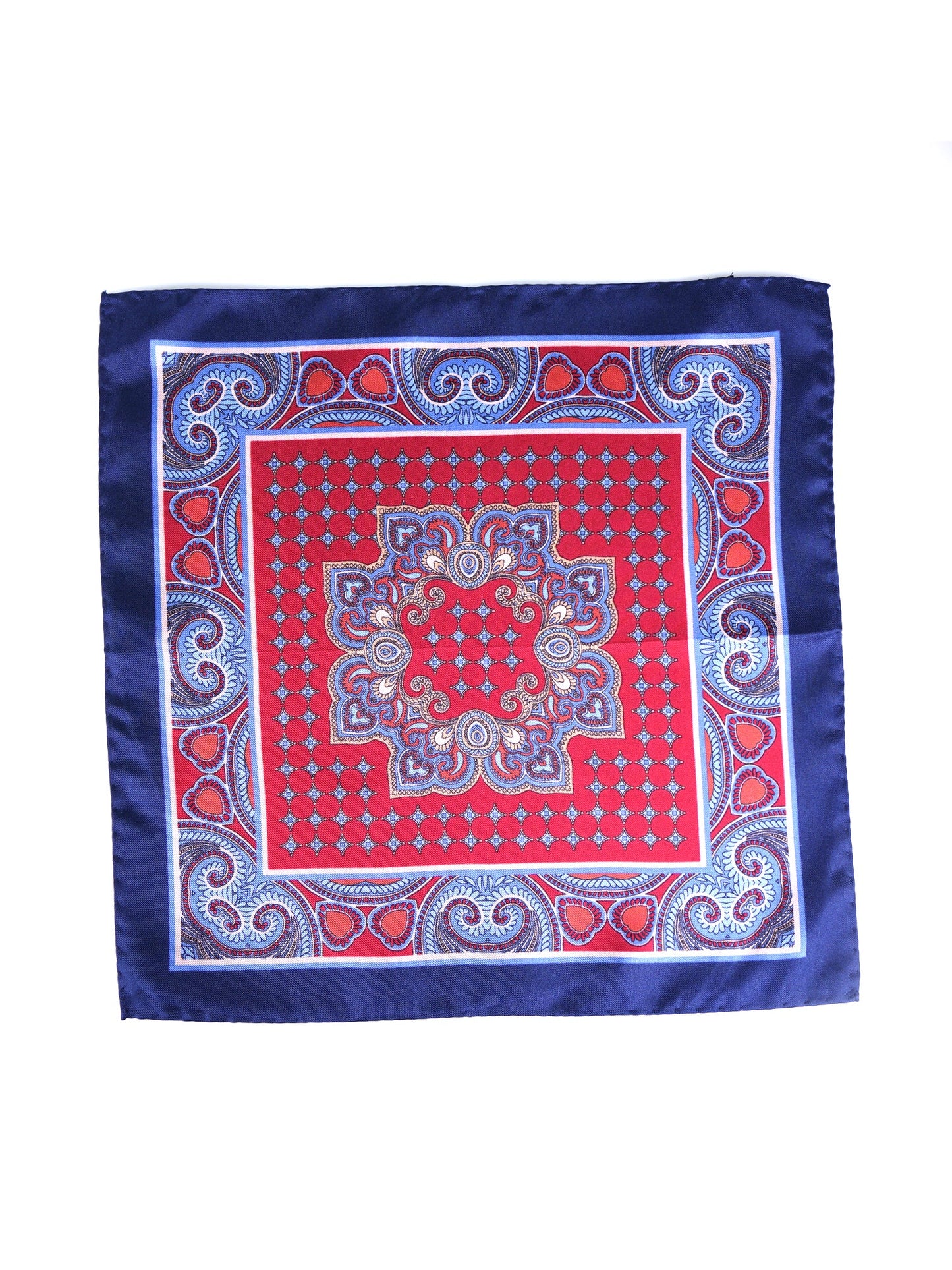 Blue Pocket Square in Pure Printed Silk SALVIO