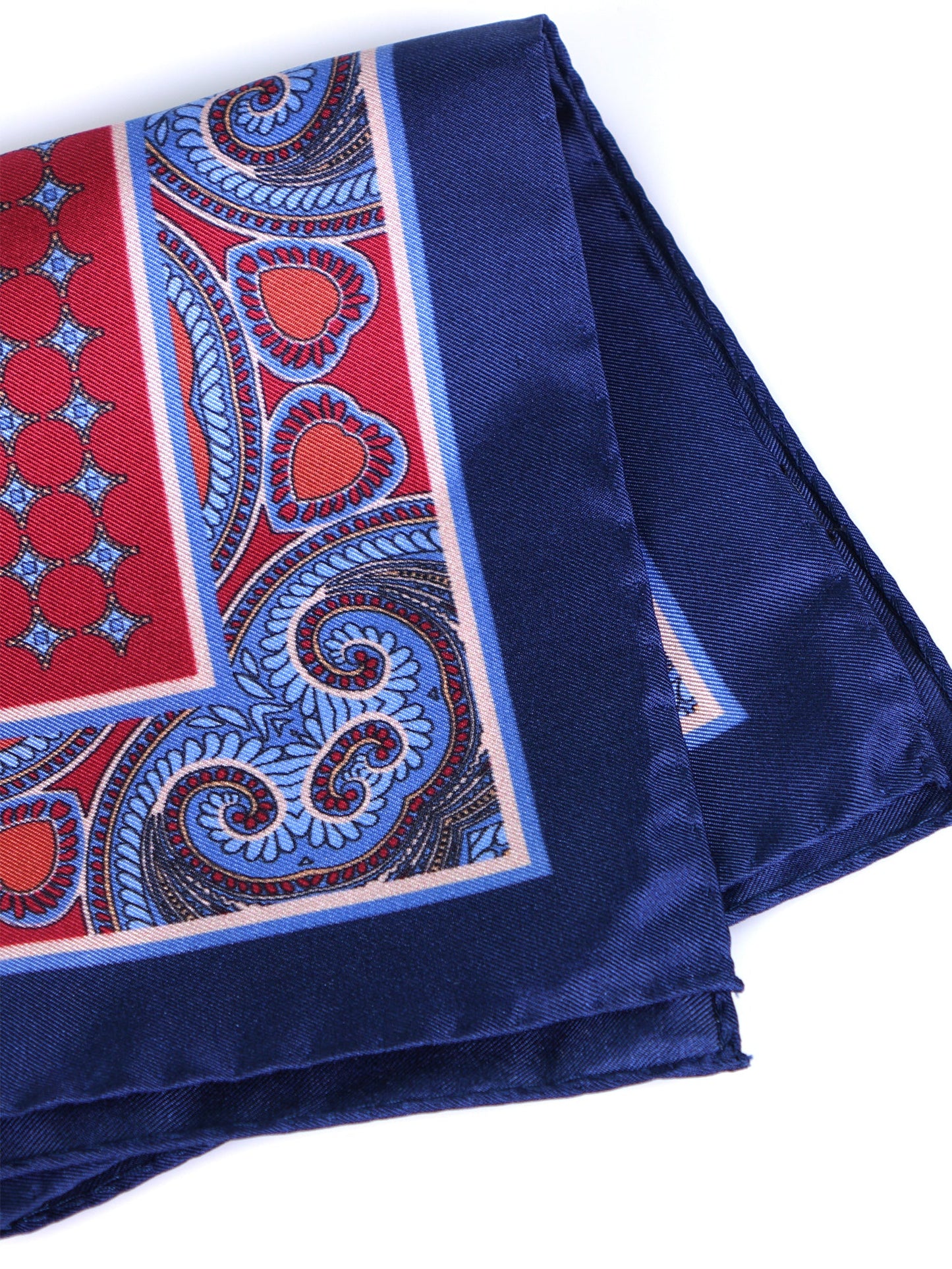 Blue Pocket Square in Pure Printed Silk SALVIO