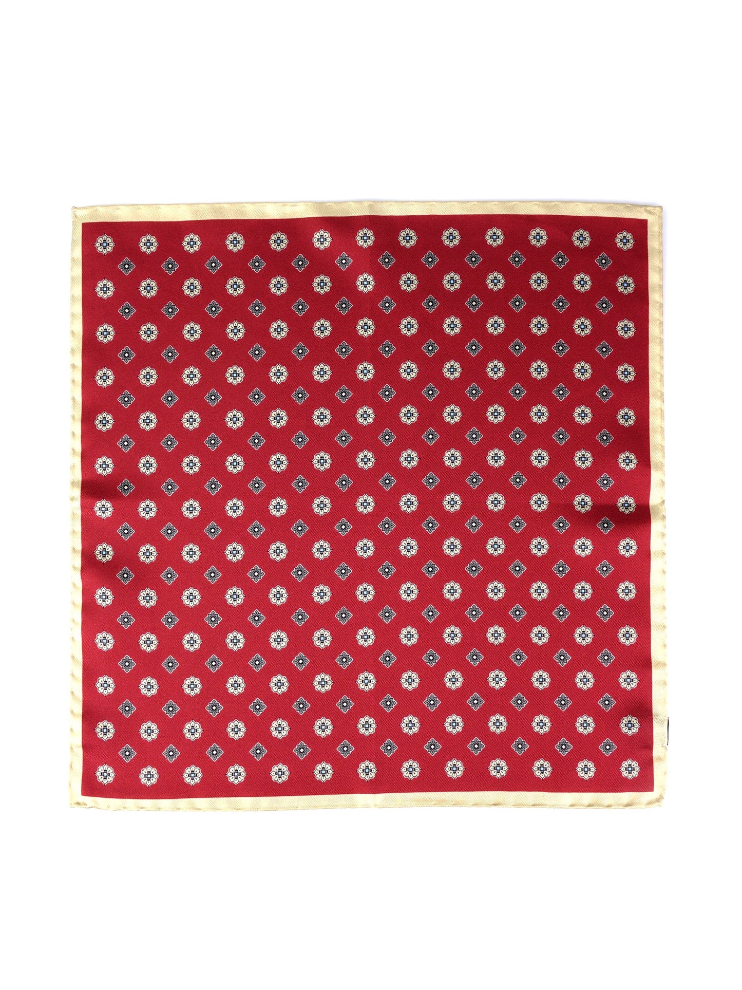 Red Pocket Square in Pure Printed Silk KARMA