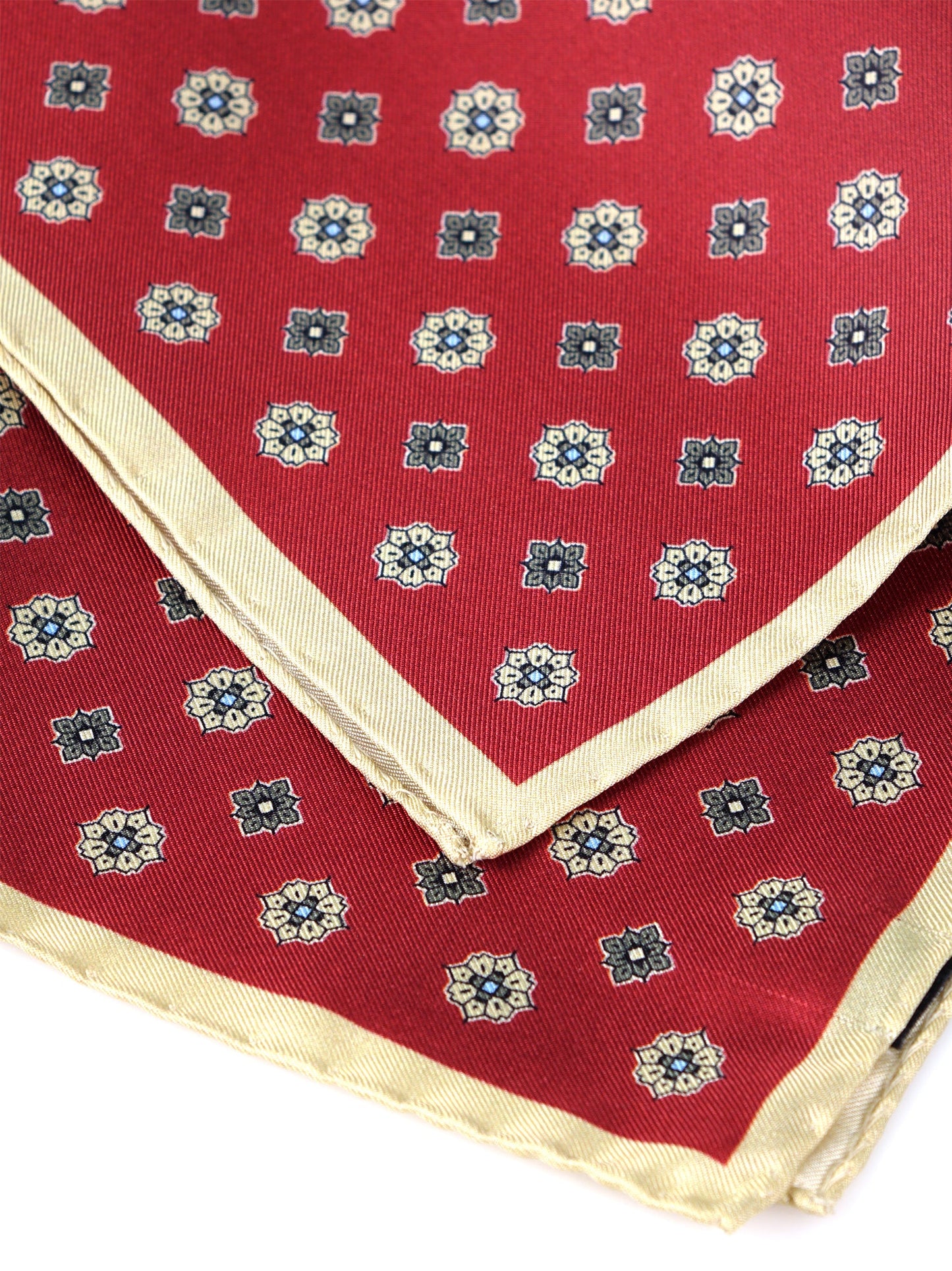 Red Pocket Square in Pure Printed Silk KARMA