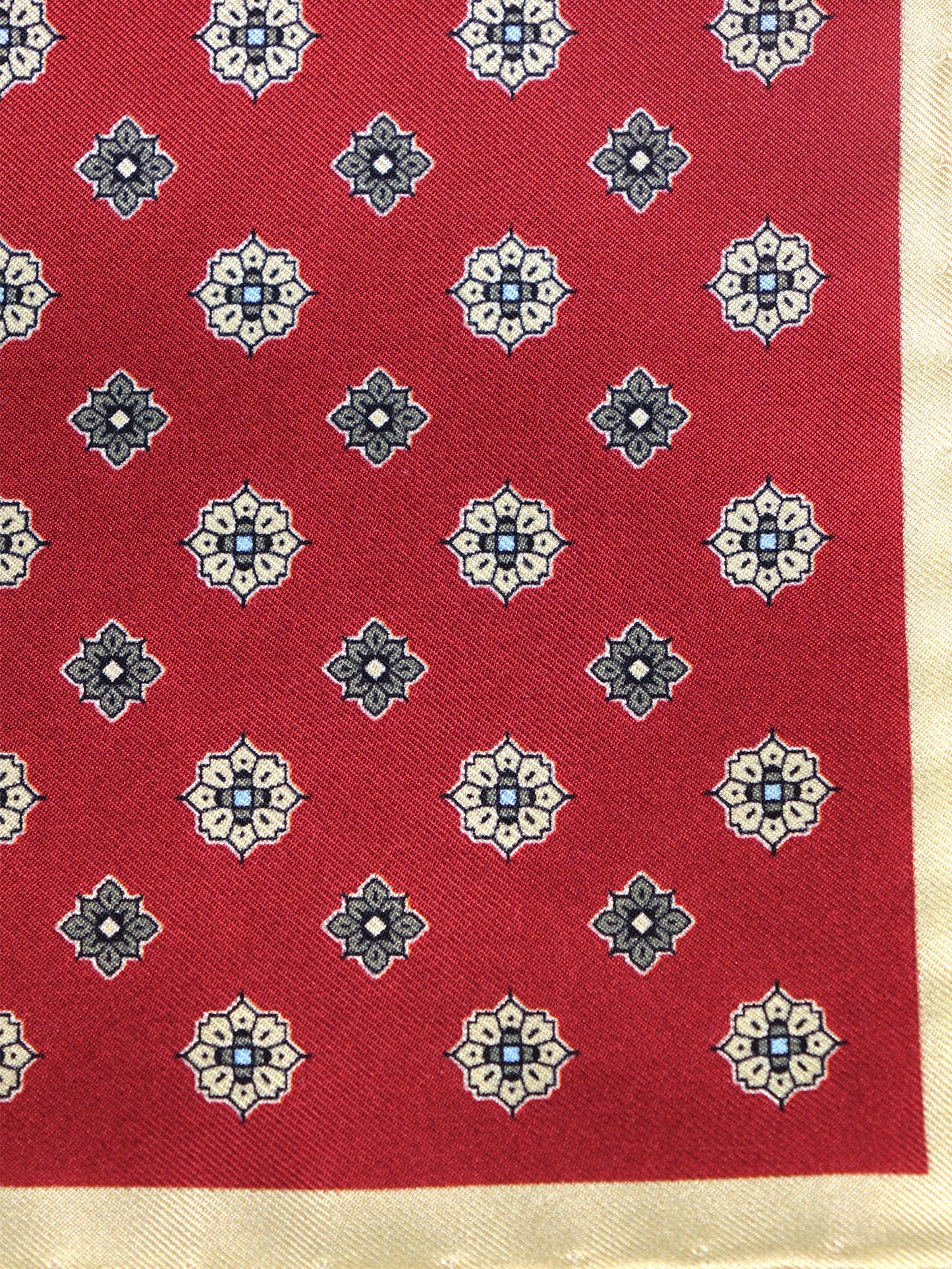 Red Pocket Square in Pure Printed Silk KARMA